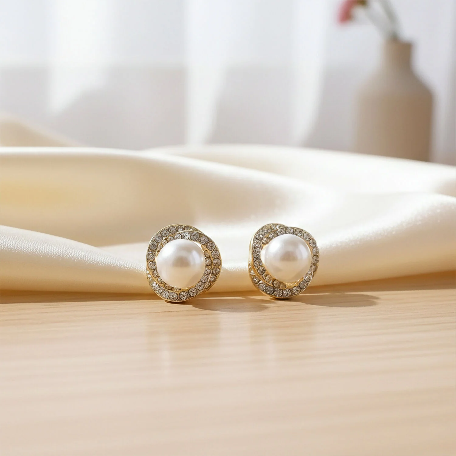 Korean Style Pearl Floral Stud Earrings for Women & Girls - Image 4