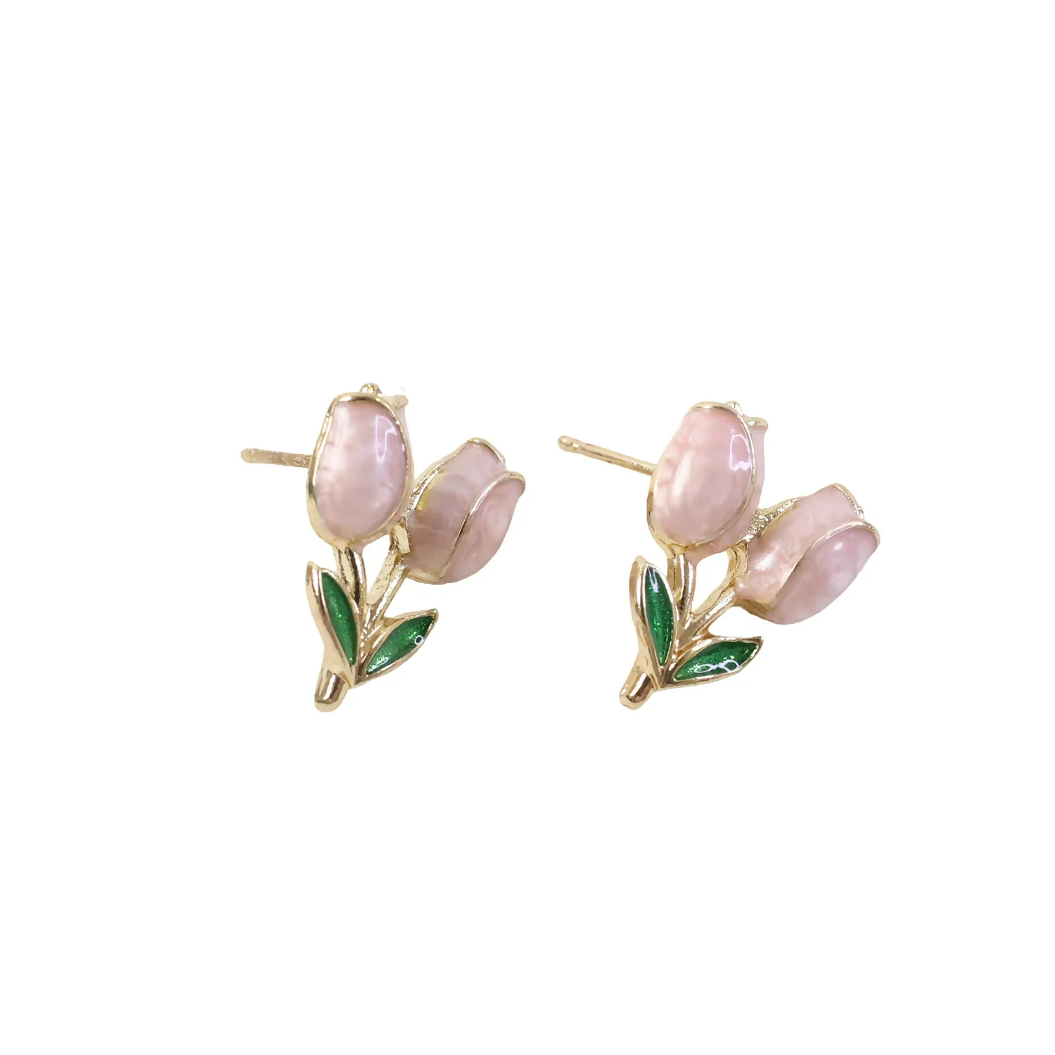 Korean Style Pink Tulip Flower Stud Earrings for Women & Girls - Image 5