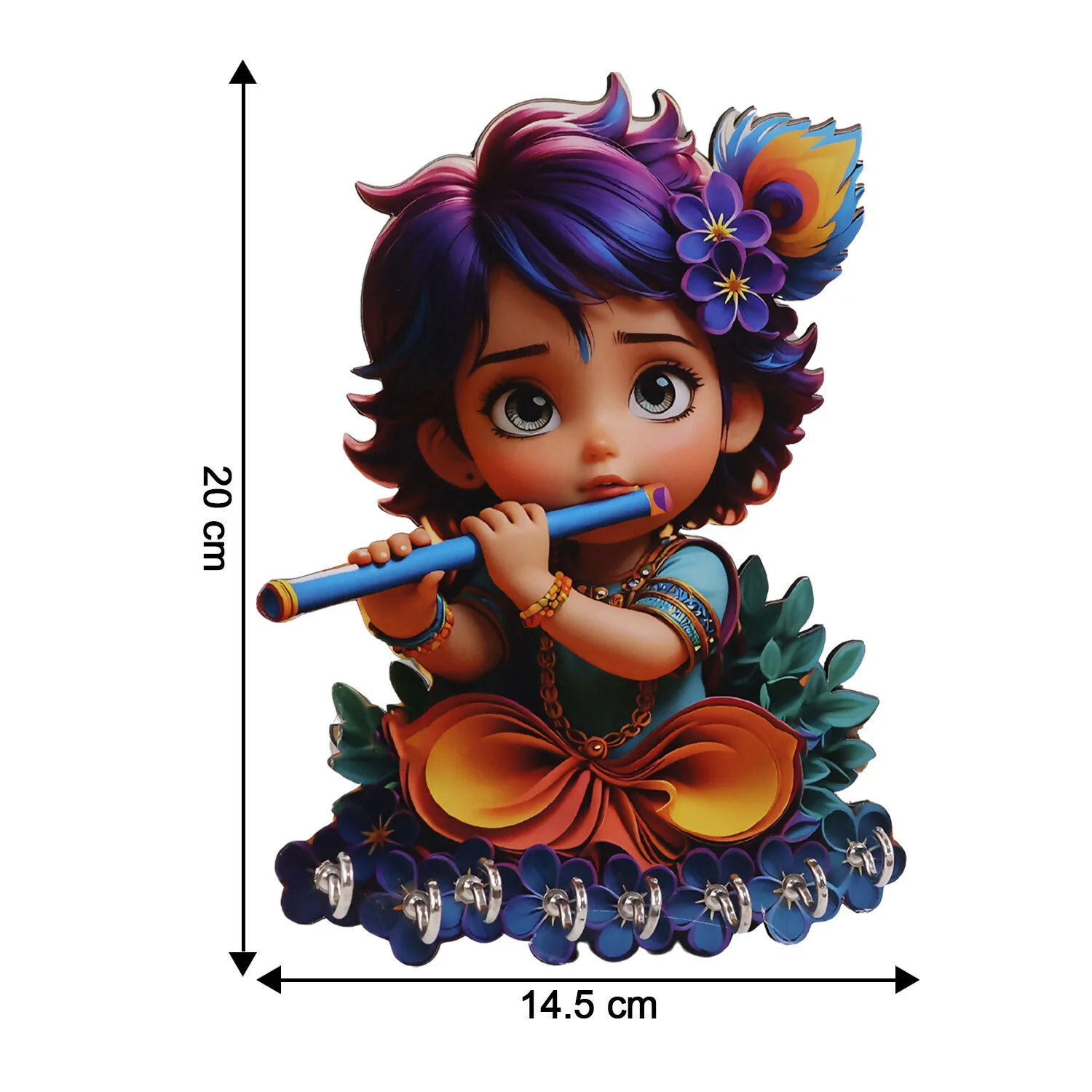 Krishna Design Wooden Key Stand for Wall with 6 Hooks - Image 6