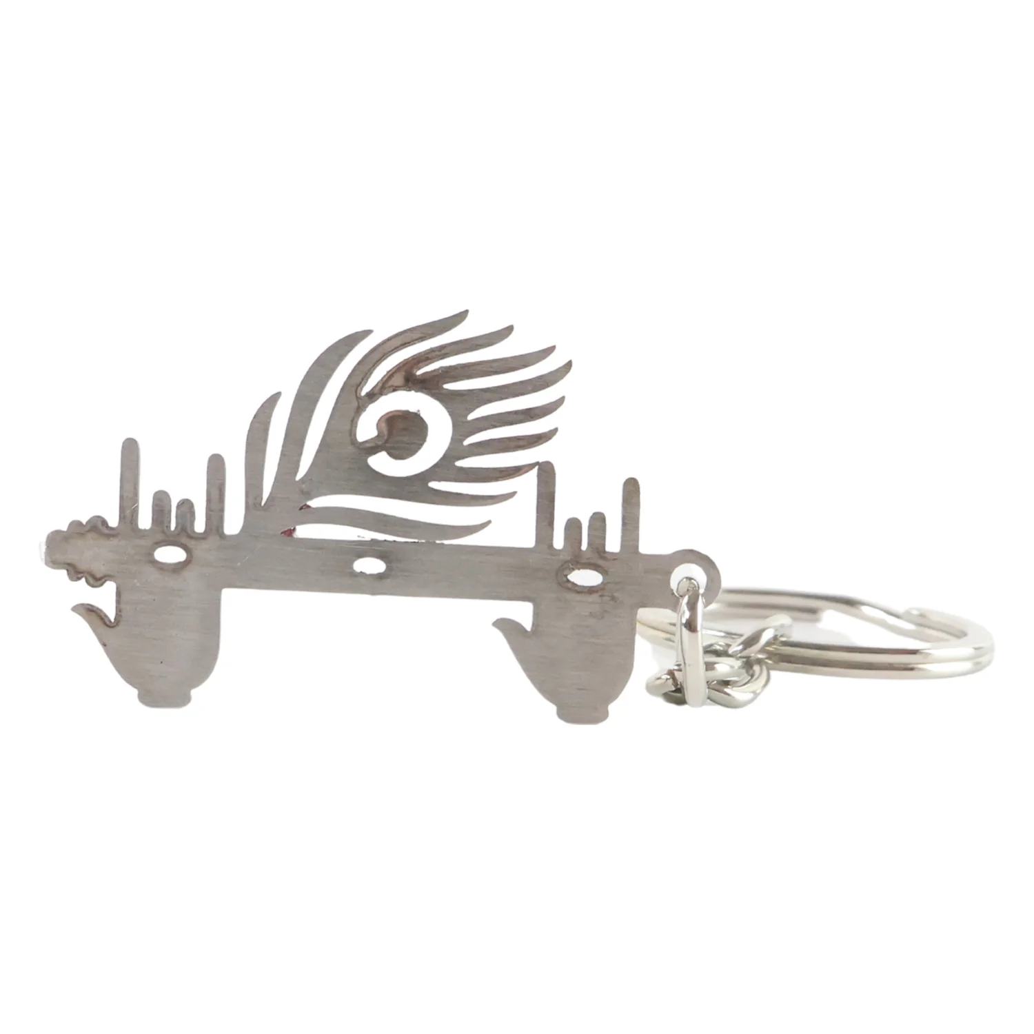 Krishna Flute & Peacock Feather Metal Keychain - (1 Pc) - Image 5