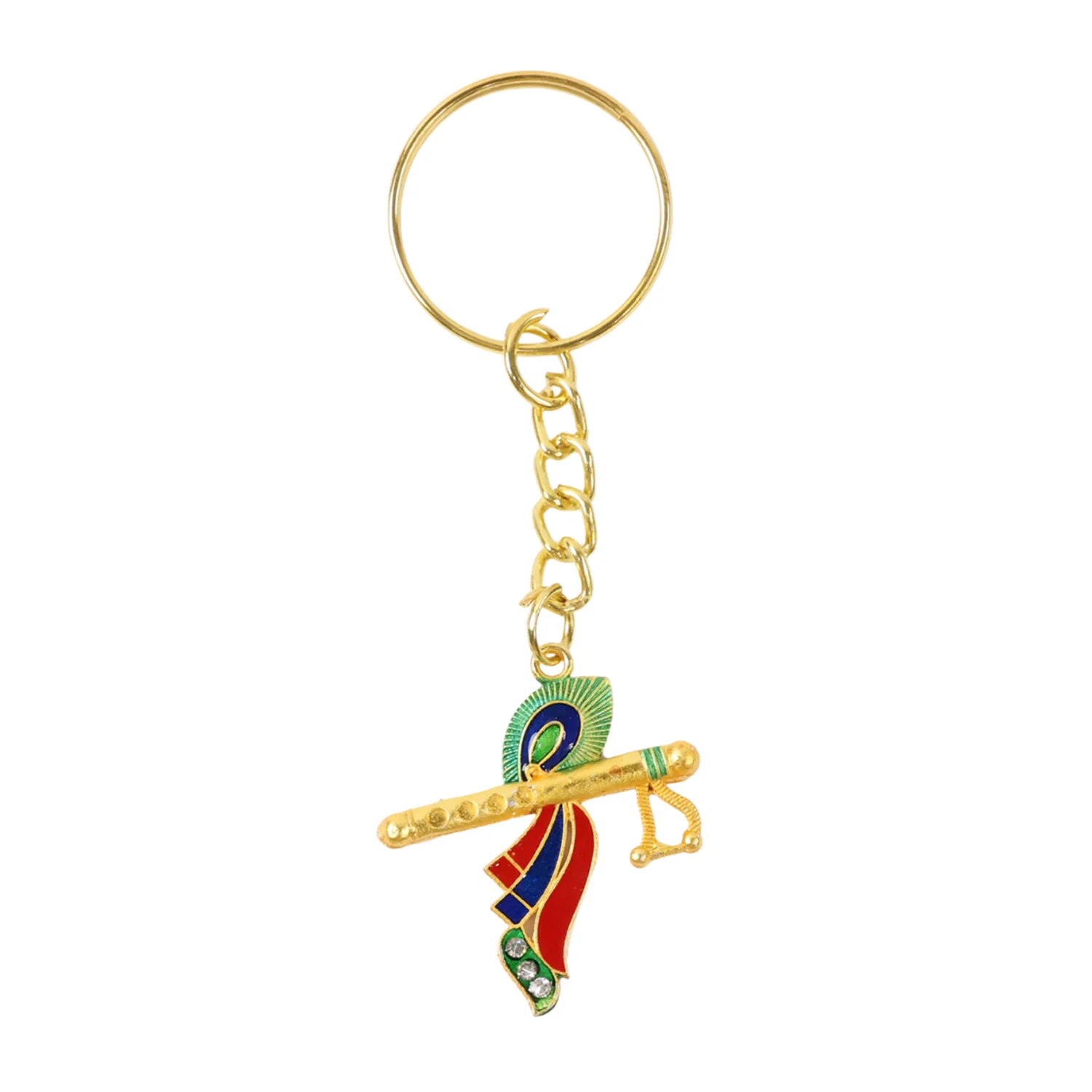 Krishna Flute with Peacock Feather Design Keychain (1 Pc) - Image 5