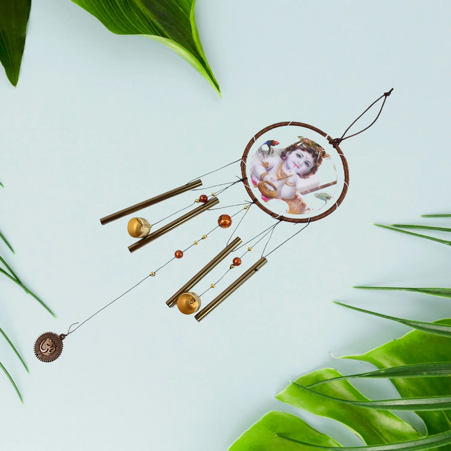 Krishna Medallion Dream Catcher Wind Chime Pendant Wall Hanging - Spiritual Home - Image 5