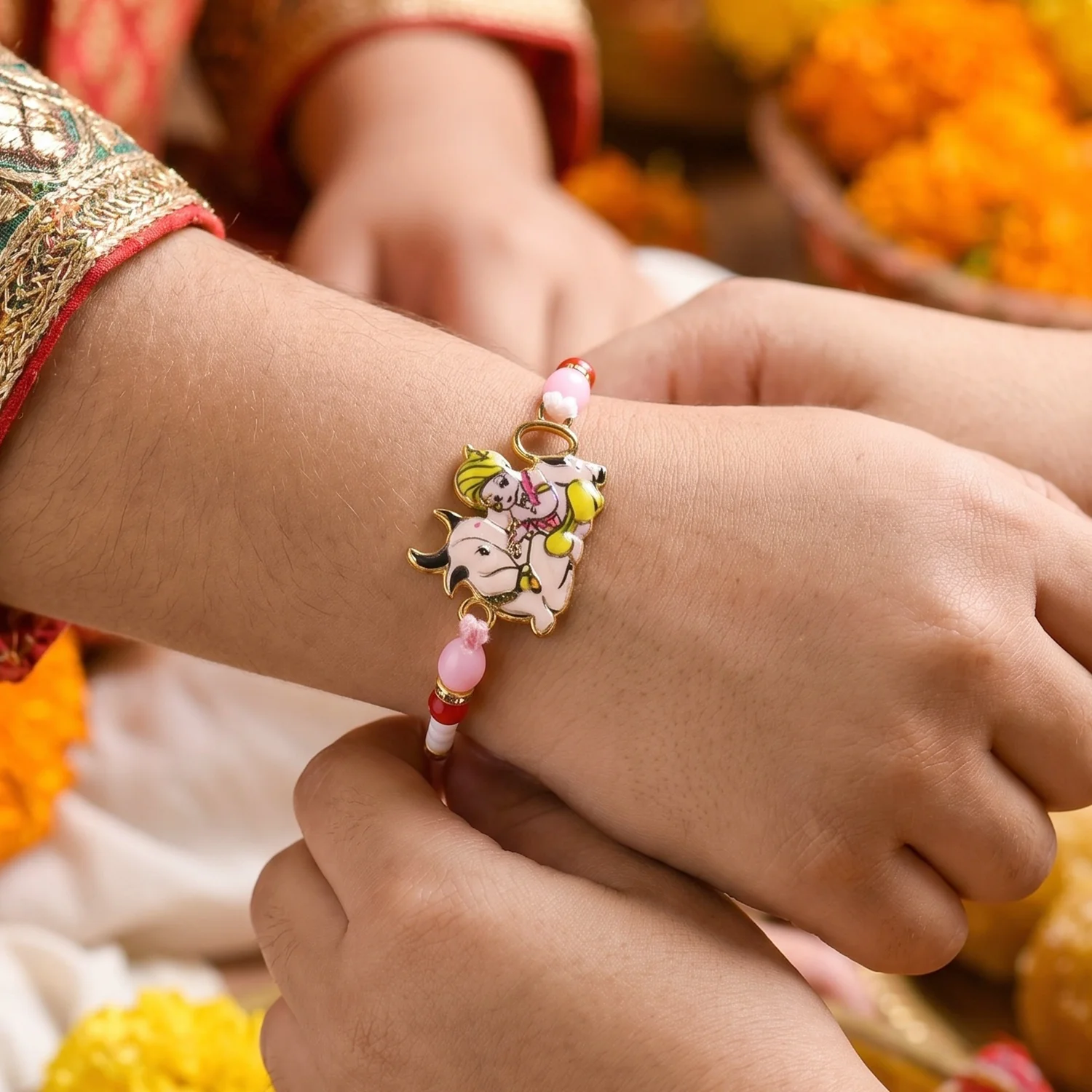 Krishna with Cow Designer Rakhi for Brother - Image 2