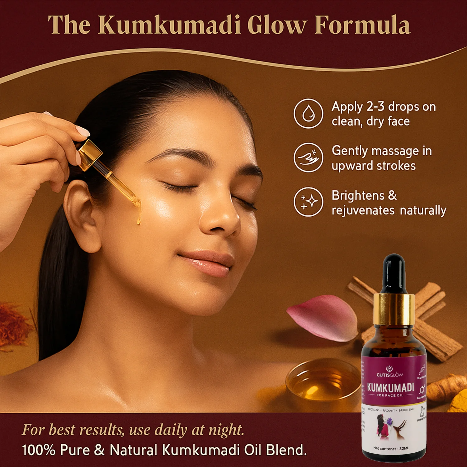Eyelet Kumkumadi Face Oil (30ml) - Image 3