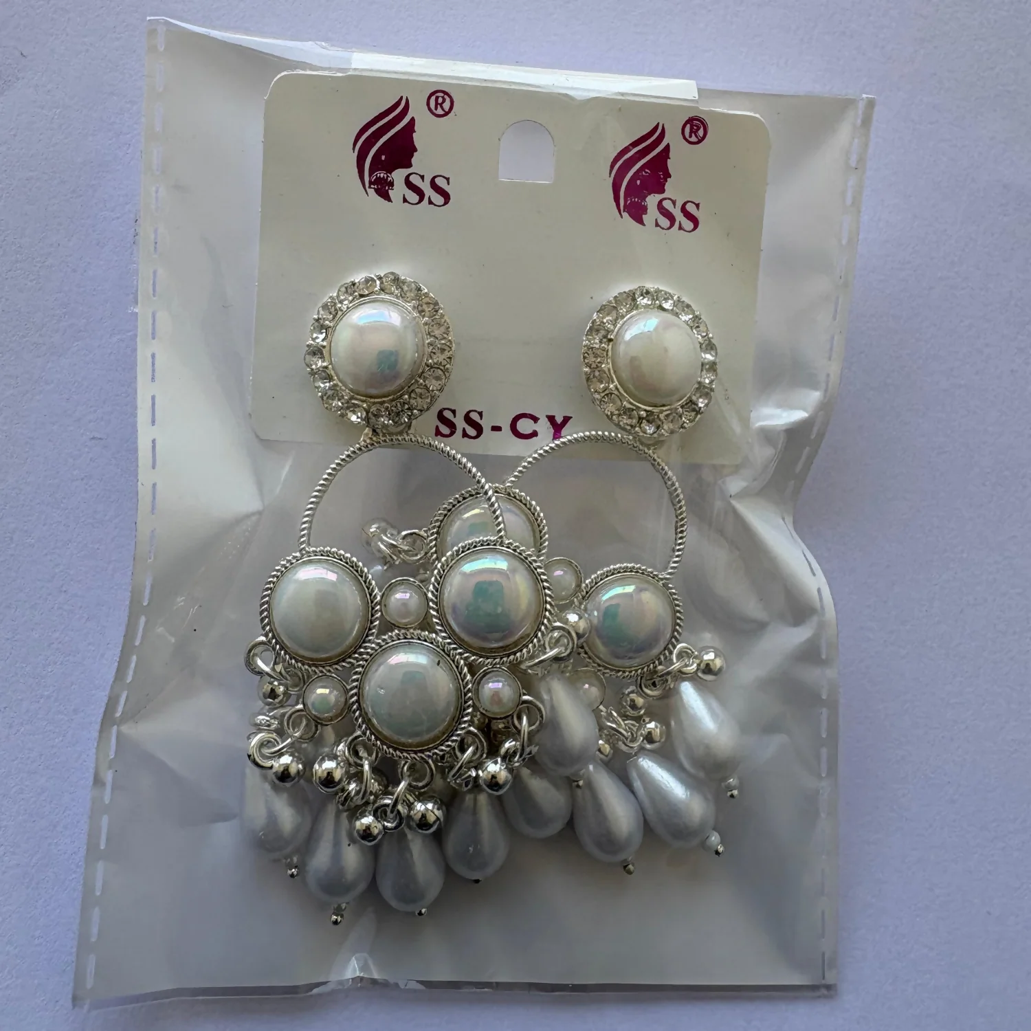 Kundan White Pearl Silver Plated Chandbali Earrings Agate Alloy Chandbali Earring - Image 5
