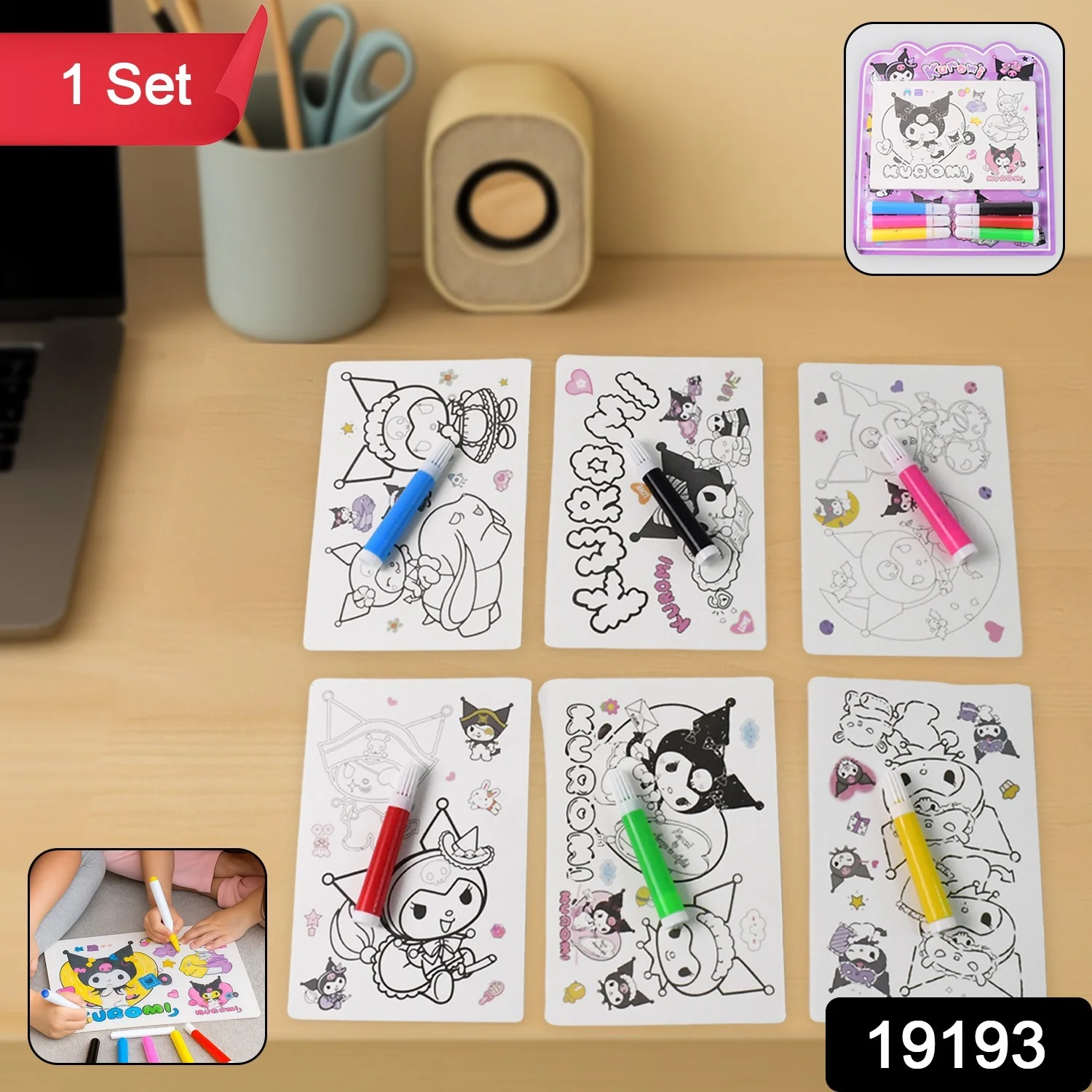 Coloring Book for Kids 6 Sheets with 6 Colorful Markers (1 Set) - Image 2