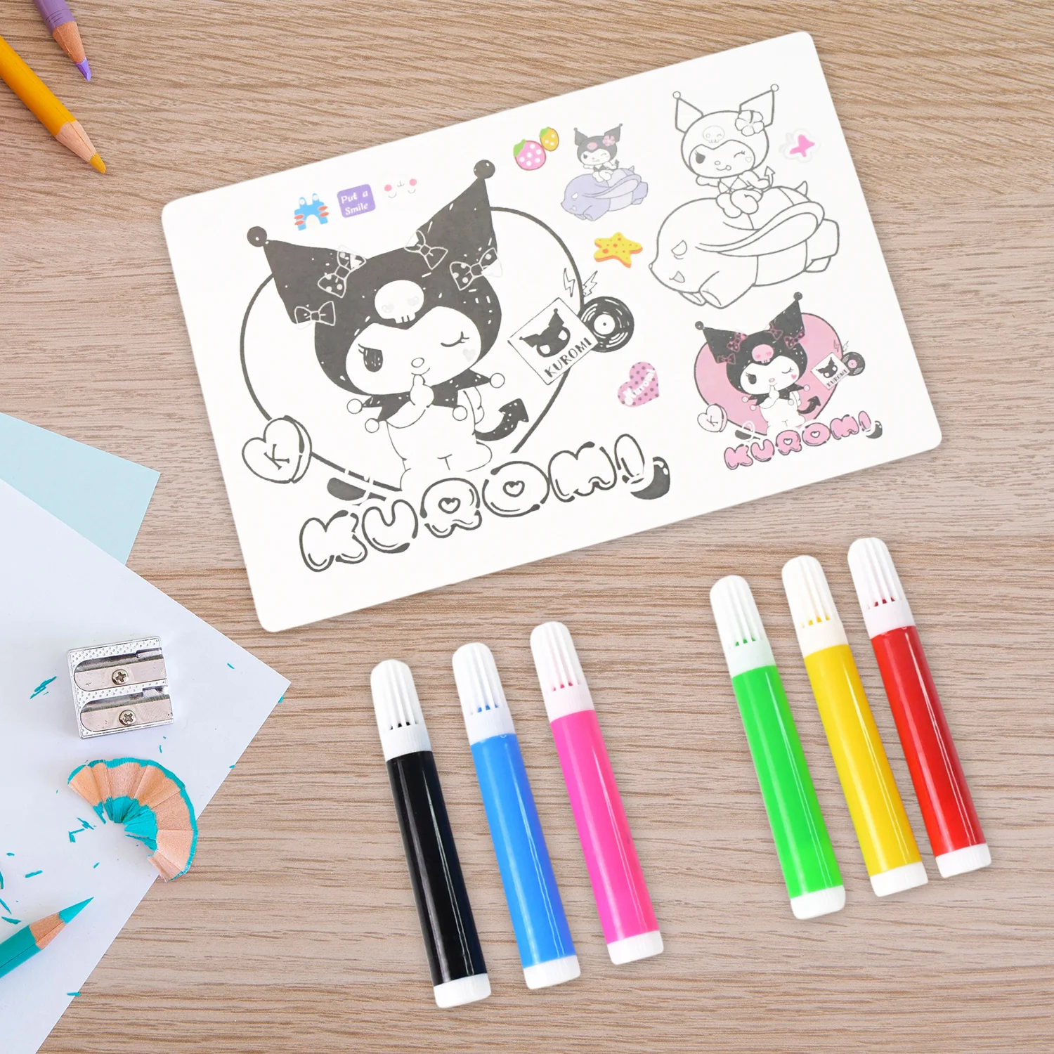 Coloring Book for Kids 6 Sheets with 6 Colorful Markers (1 Set) - Image 3