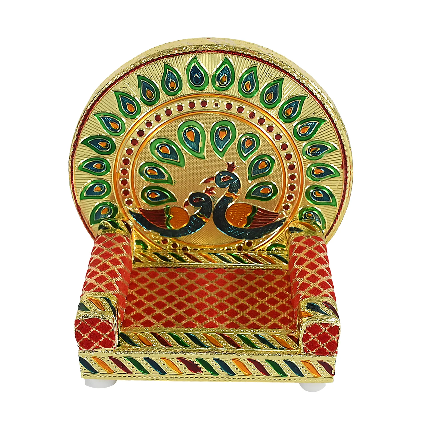 Meenakari Work Laddu Gopal Singhasan  / Sihasan for Pooja Mandir Wooden Krishna Ladoo Bal Gopal Sofa Asan, Home Decorative Premium Look Decorative Singhasan Suitable For Home, Office, Restaurant (2 Pc Set) - Image 4
