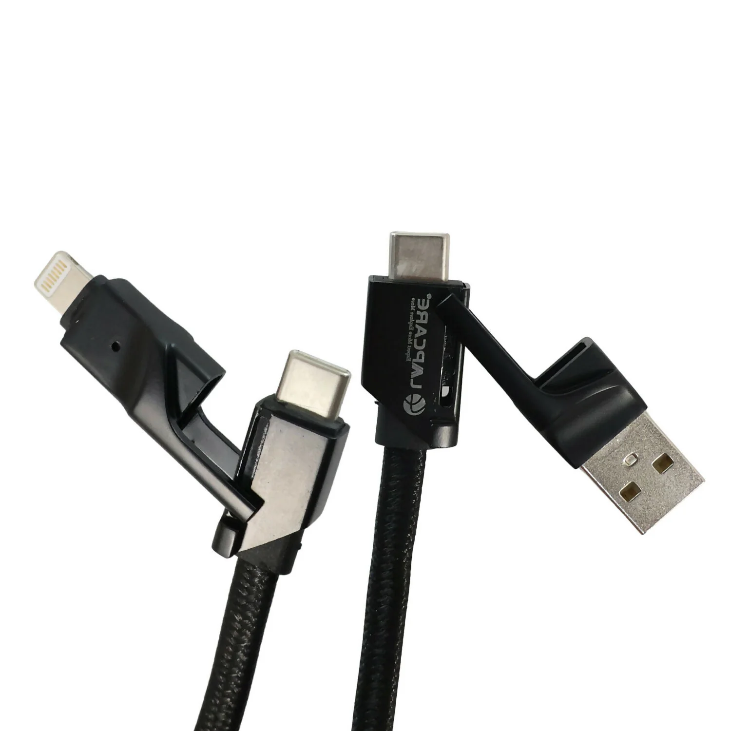Lapcare Hook 4 in 1 Braided Charging Cable with USB A, Type C & Lightning - Image 4