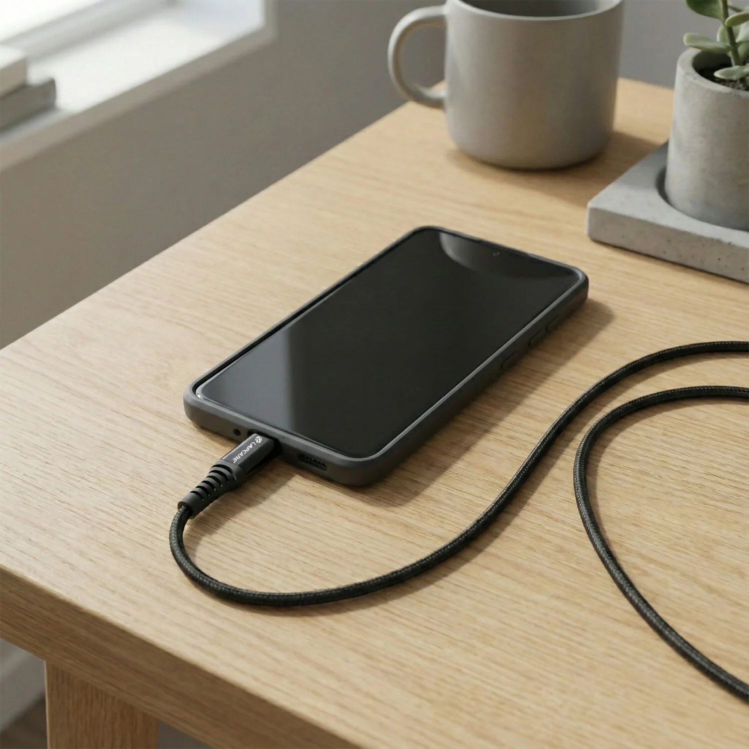 Lapcare Hook USB Type-C to Type-C Braided Fast Charging Cable with 240W Output - Image 3