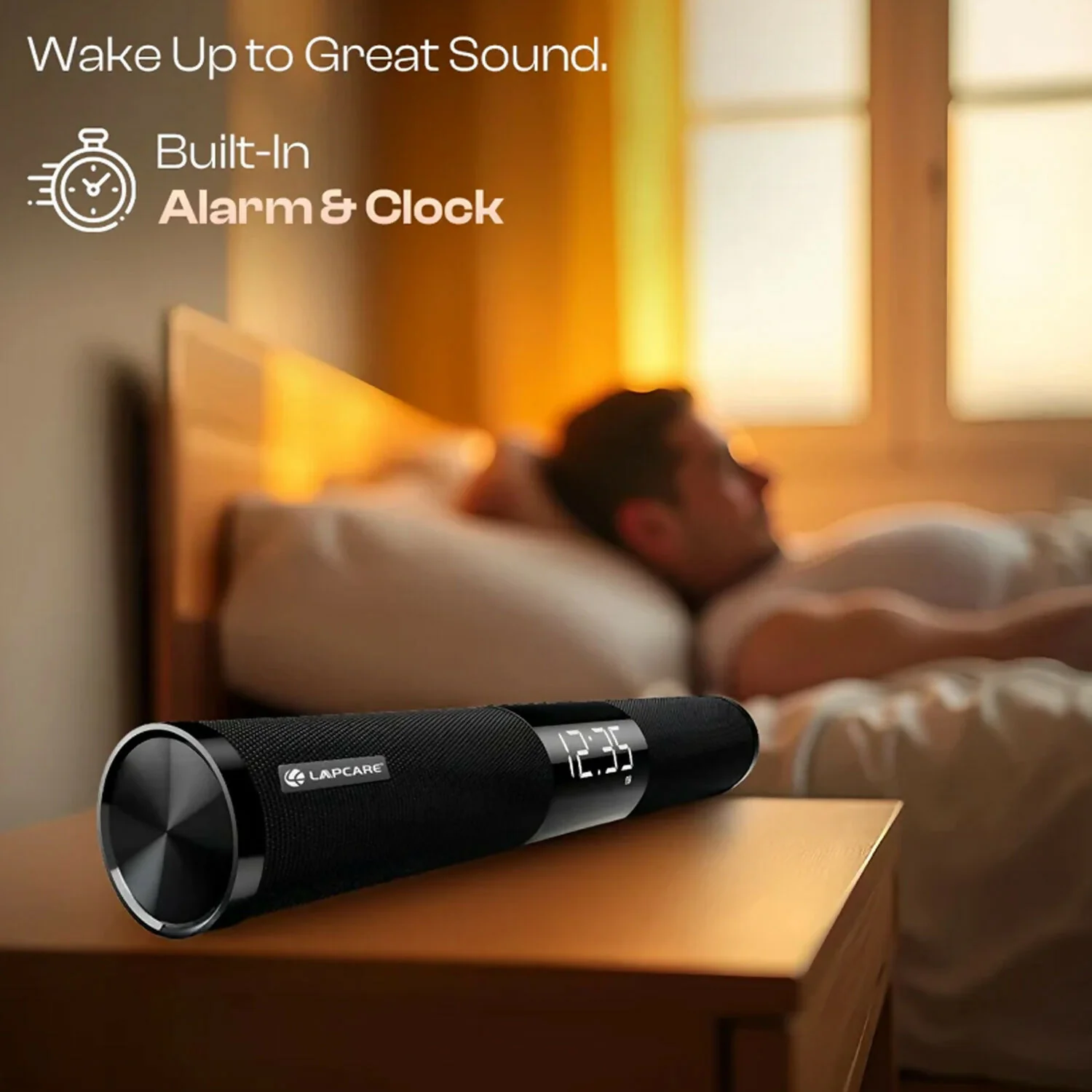 Lapcare Wireless Bluetooth Speaker with Digital Clock Display and Portable Design - Image 4