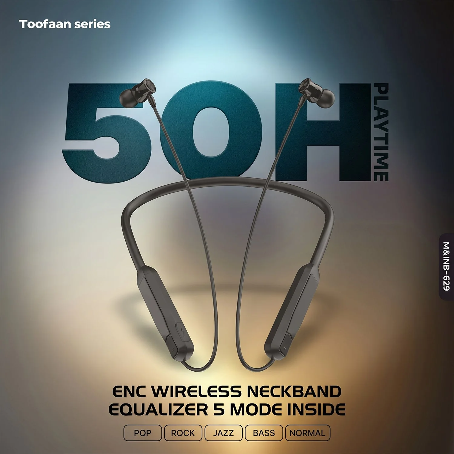Toofaan Series Wireless Stereo Bass Neckband Earphones, Neck band (1 Pc) - Image 4