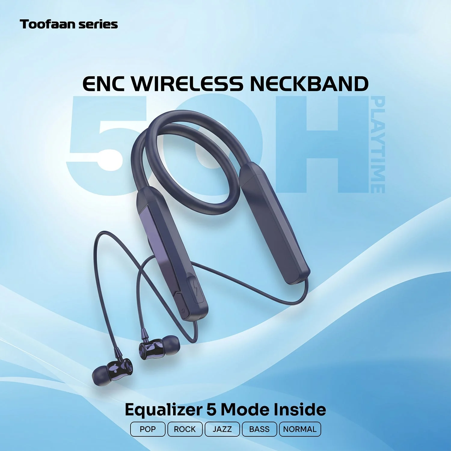 Toofaan Series Wireless Stereo Bass Neckband Earphones, Neck band (1 Pc) - Image 5