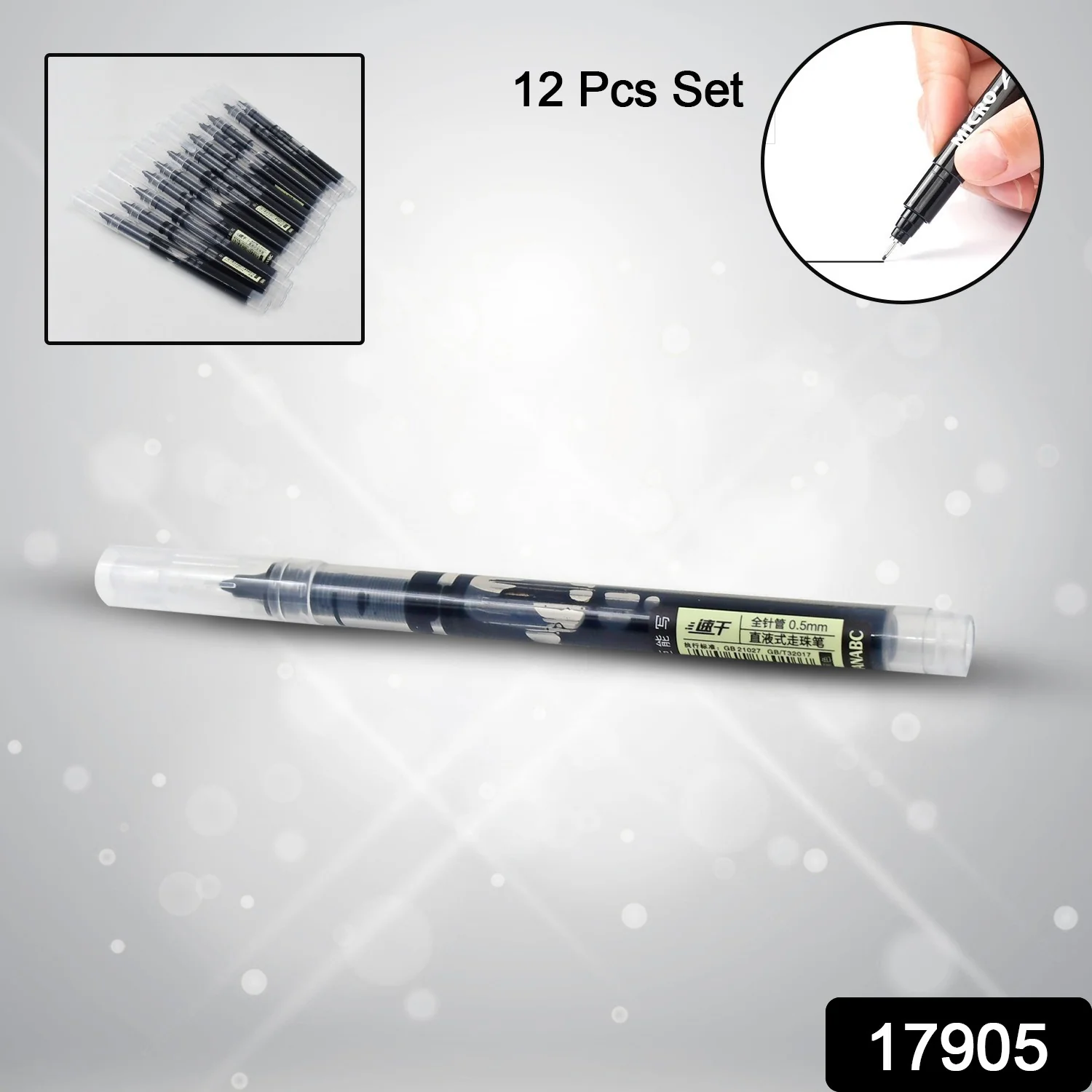 Large Black Roller ball Pens / Gel Pen Set Drawing Writing Pen 0.5 mm (12 Pcs Set) - Image 2