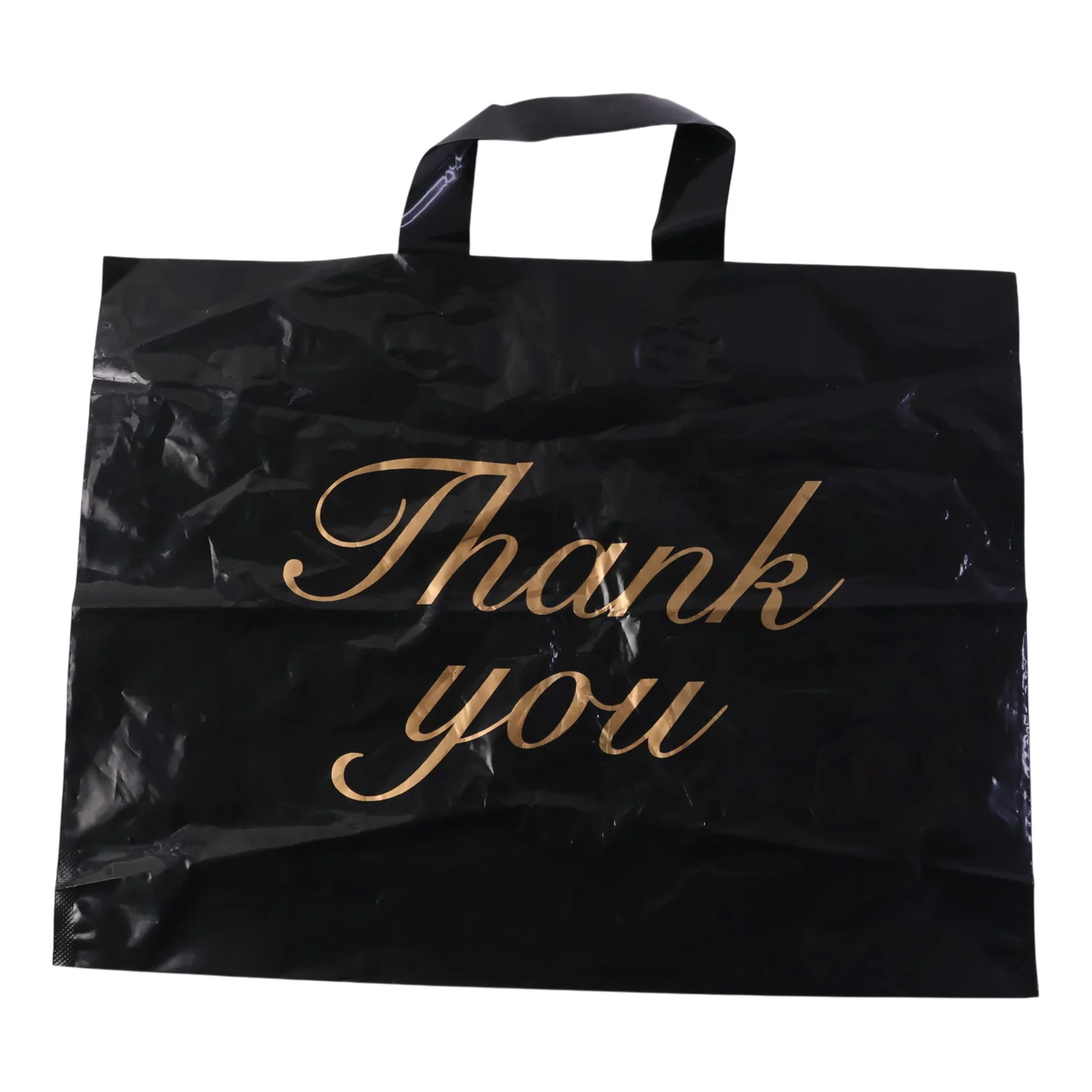 Large Black Thank You Printed Plastic Carry Bag (34 × 44 cm, 1 Pc) - Image 5