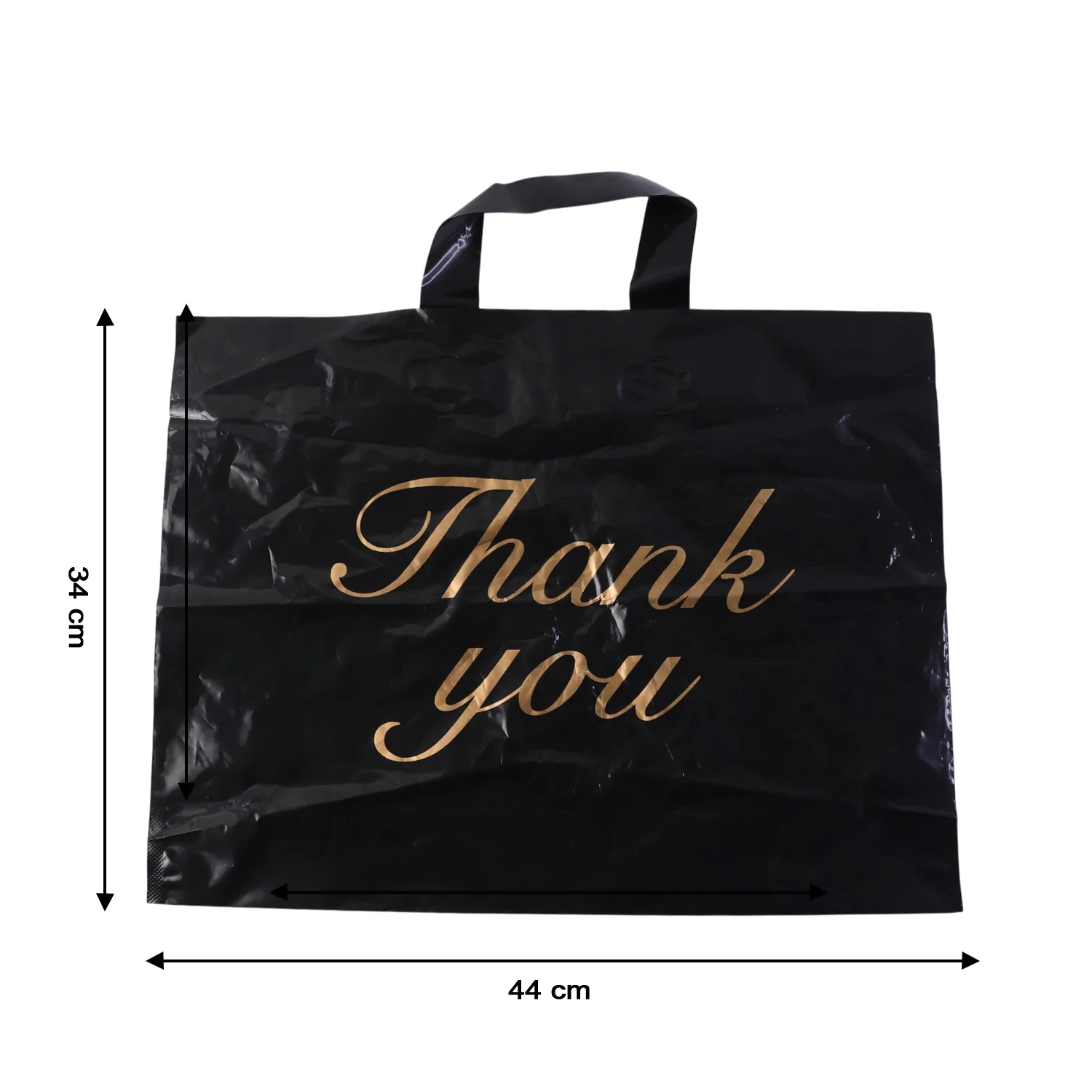 Large Black Thank You Printed Plastic Carry Bag (34 × 44 cm, 1 Pc) - Image 6