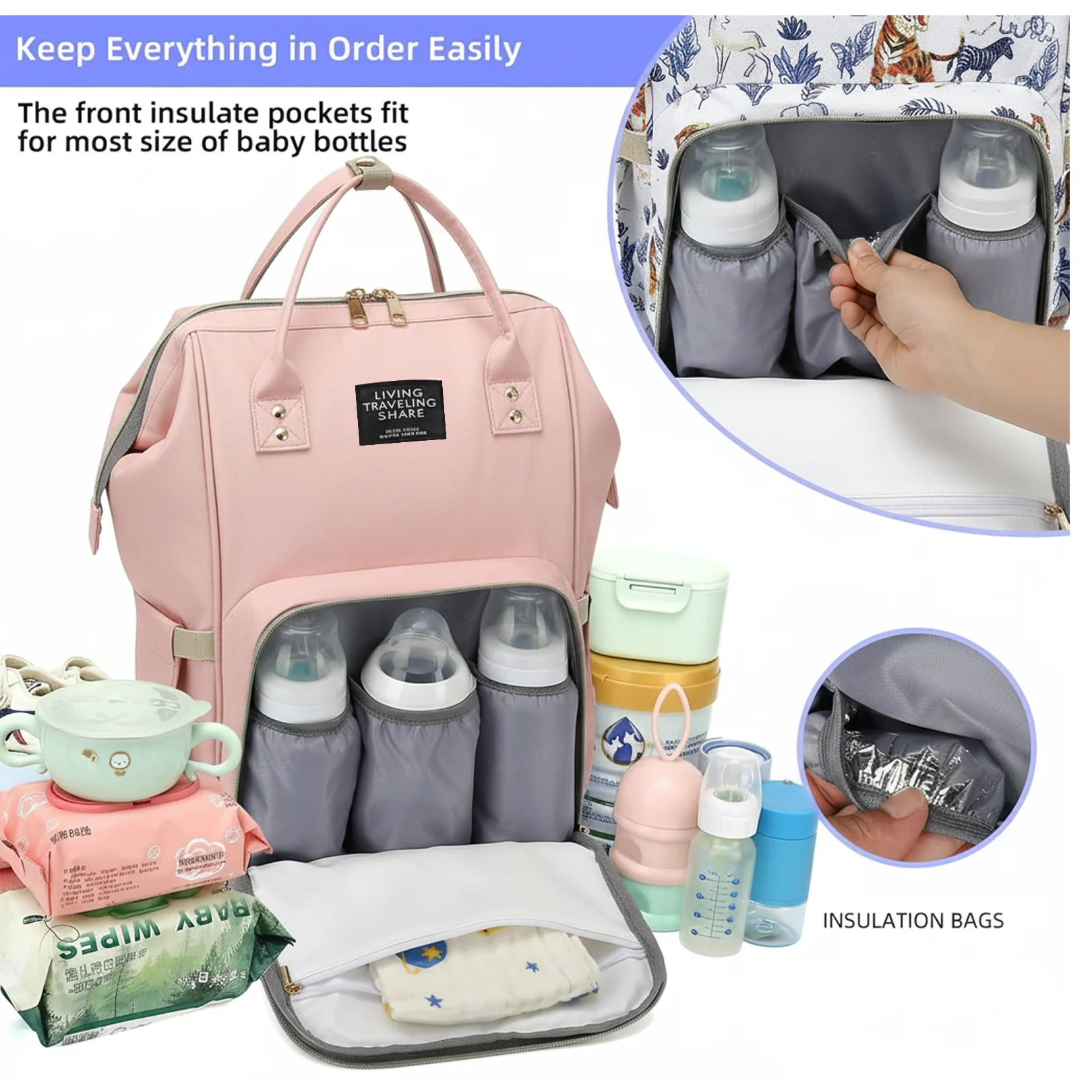 Multipurpose Large Capacity Mom's Backpack Diaper Bag (1 Pc) - Image 3