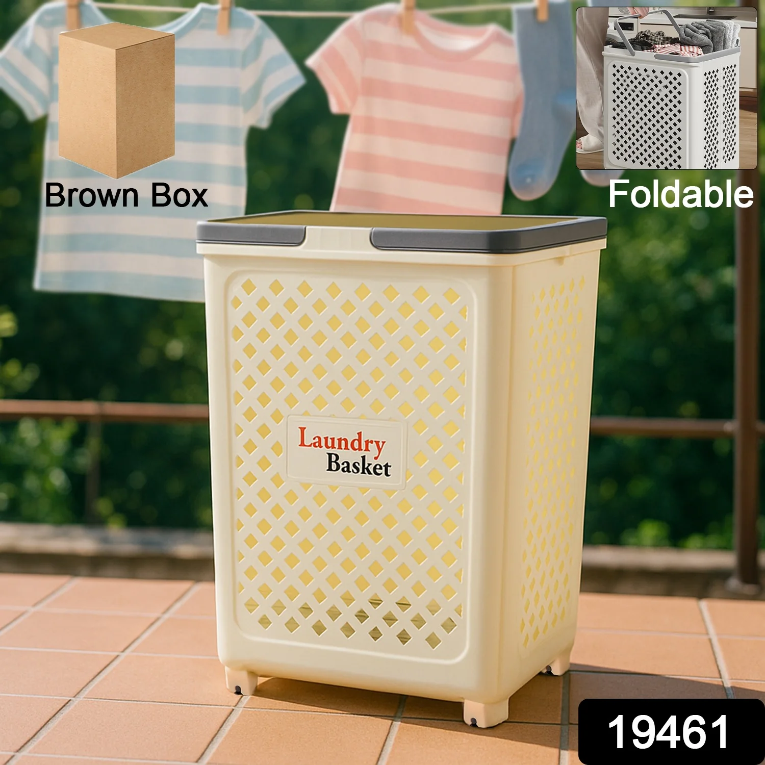 Large Foldable Laundry Basket with Wheels - Image 2