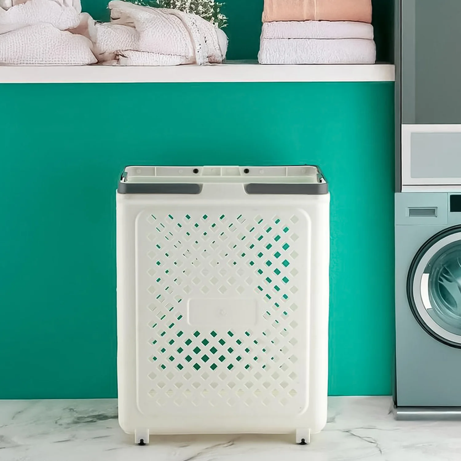 Large Foldable Laundry Basket with Wheels - Image 3