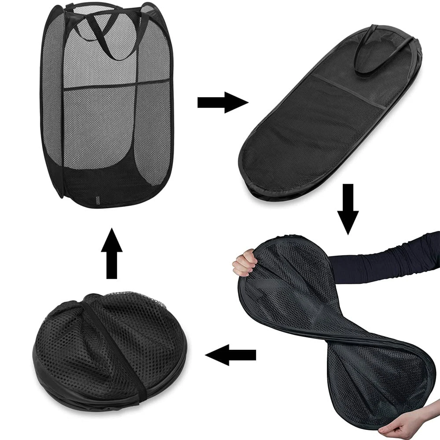 Large Foldable Mesh Laundry Basket Durable Clothes Hamper (1 Pc, 36x36x60cm) - Image 8