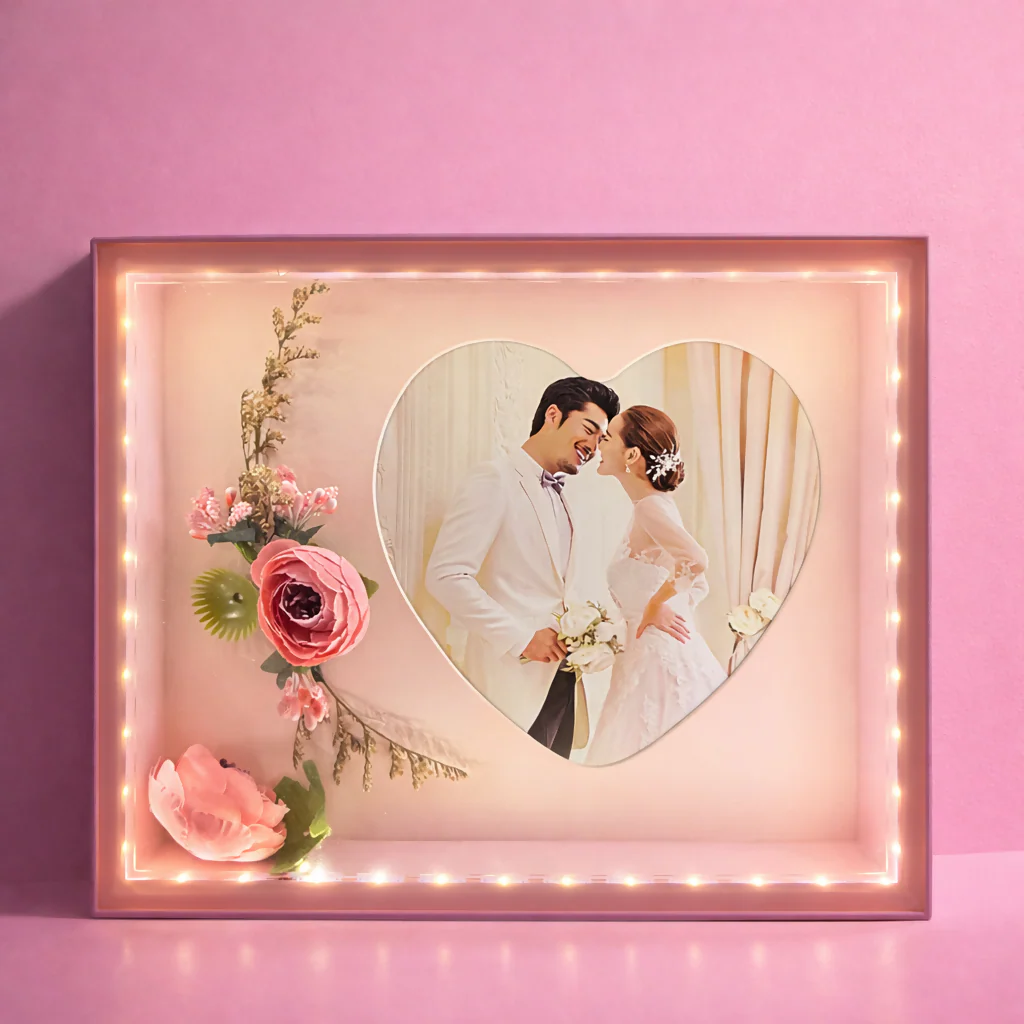 Large LED Photo Frame with Floral Decor Lighted Tabletop Memory Frame ( Design may vary a little) - Image 2