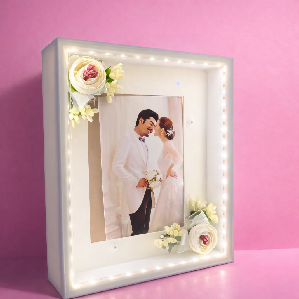 Large LED Photo Frame with Floral Decor Lighted Tabletop Memory Frame ( Design may vary a little) - Image 5