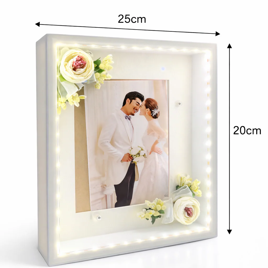 Large LED Photo Frame with Floral Decor Lighted Tabletop Memory Frame ( Design may vary a little) - Image 6