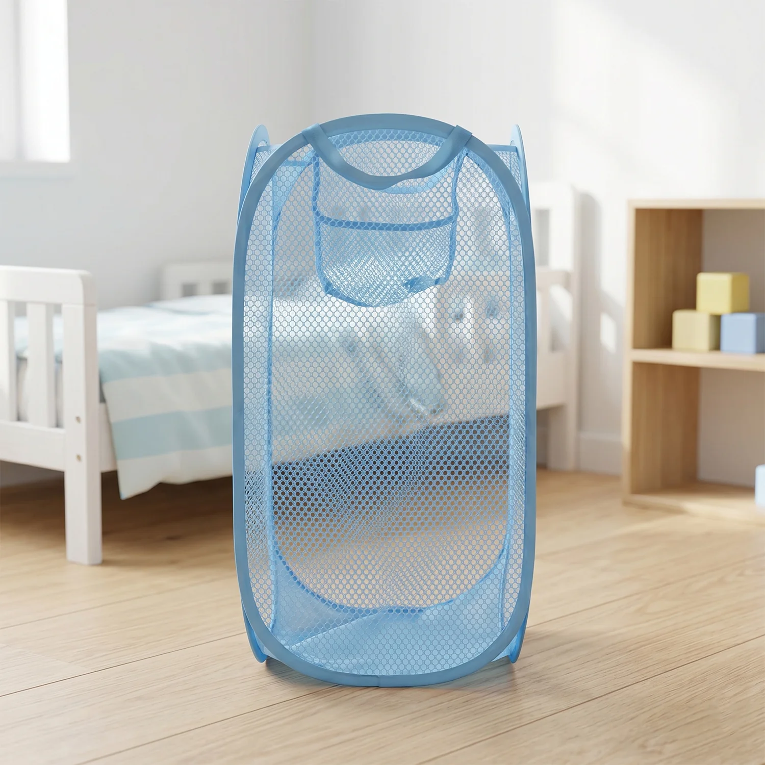 Large Mesh Pop Up Laundry Basket Clothes Storage Hamper (1 Pc, 54x30cm) - Image 8