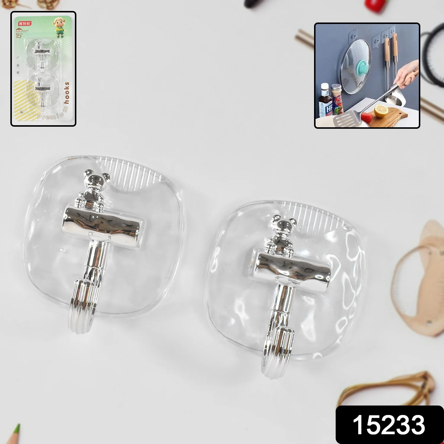 Large Plastic Self Adhesive Wall Hooks (2 Pc) - Image 7
