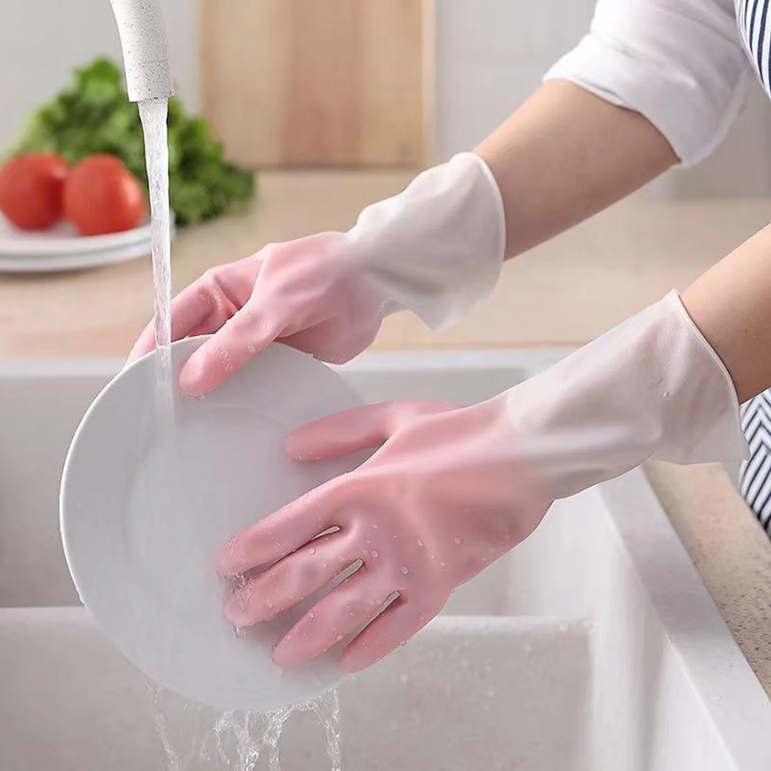 Large Size Reusable Household Cleaning Gloves - (1 Pair) - Image 4