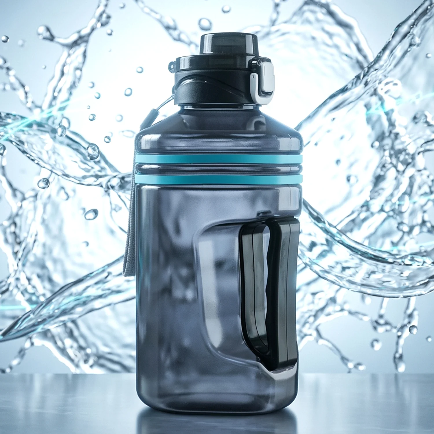 Large Square Gallon Style Water Bottle with Handle 1500 ML - Image 5