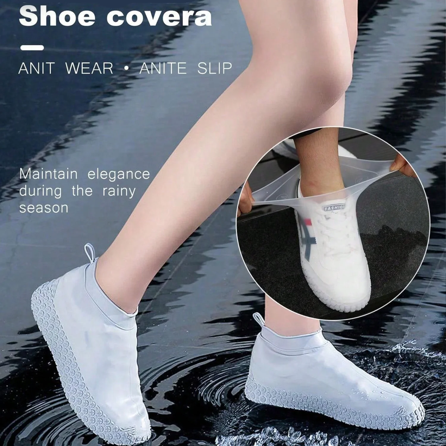 Non-Slip Silicone Reusable Waterproof Anti-Skid Shoe Covers (Large, 1 Pair) - Image 6