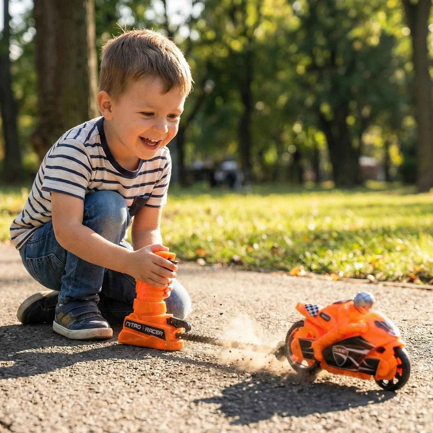 Launcher Bike Racing Toy for Kids with Manual Pull Launcher - Image 3