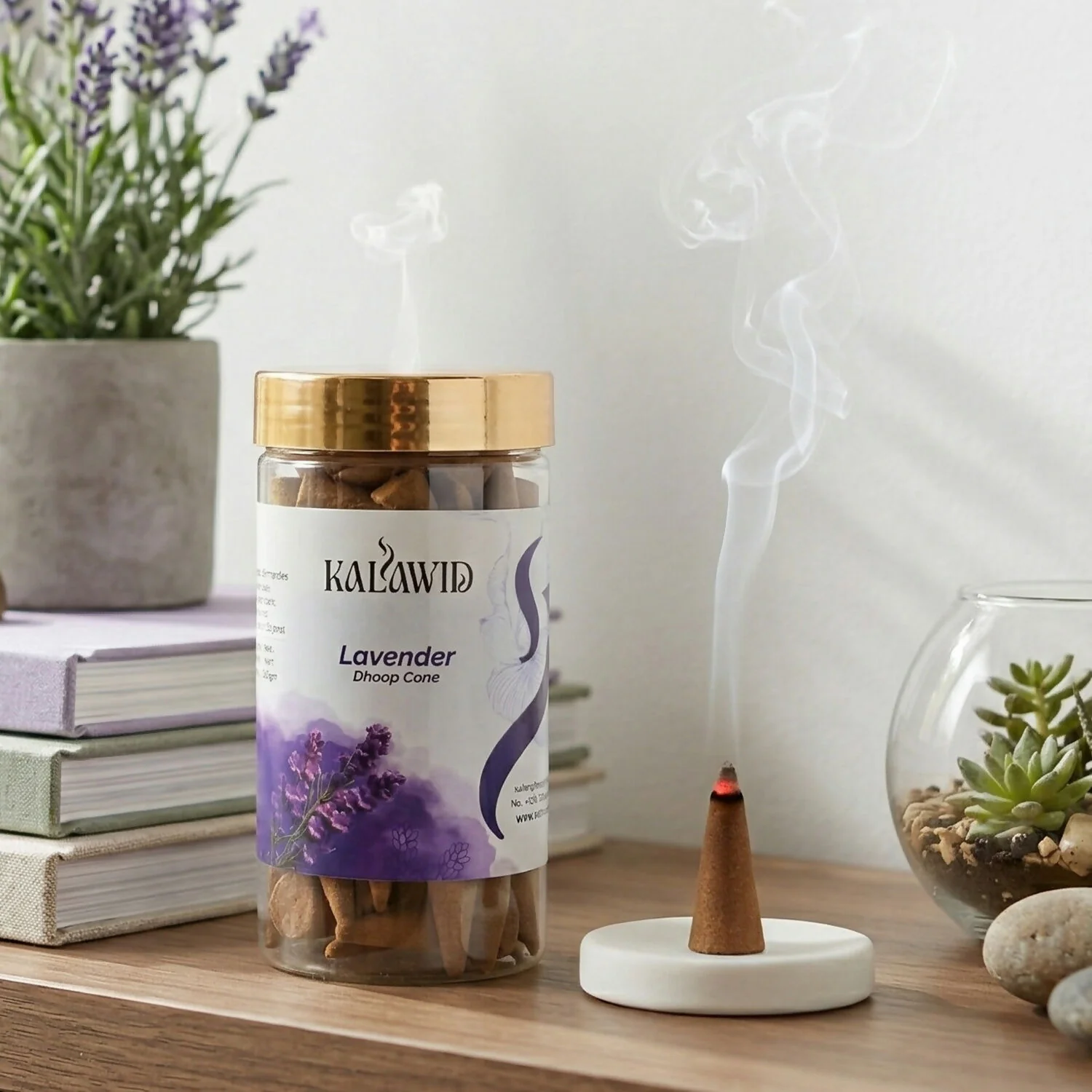 Lavender Dhoop Cone Jar for Relaxing Fragrance & Stress Relief Ambience (100 Gm) - Image 3