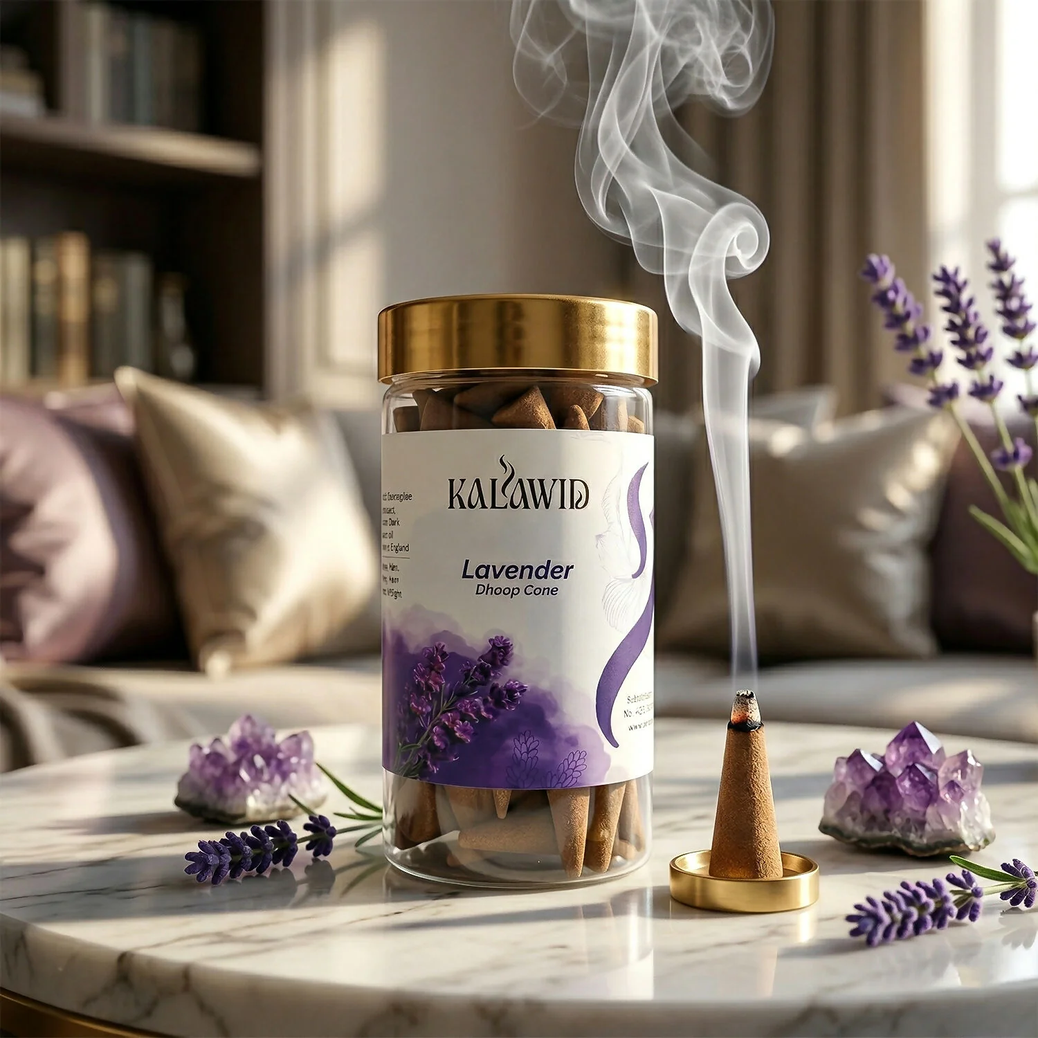 Lavender Dhoop Cone Jar for Relaxing Fragrance & Stress Relief Ambience (100 Gm) - Image 4