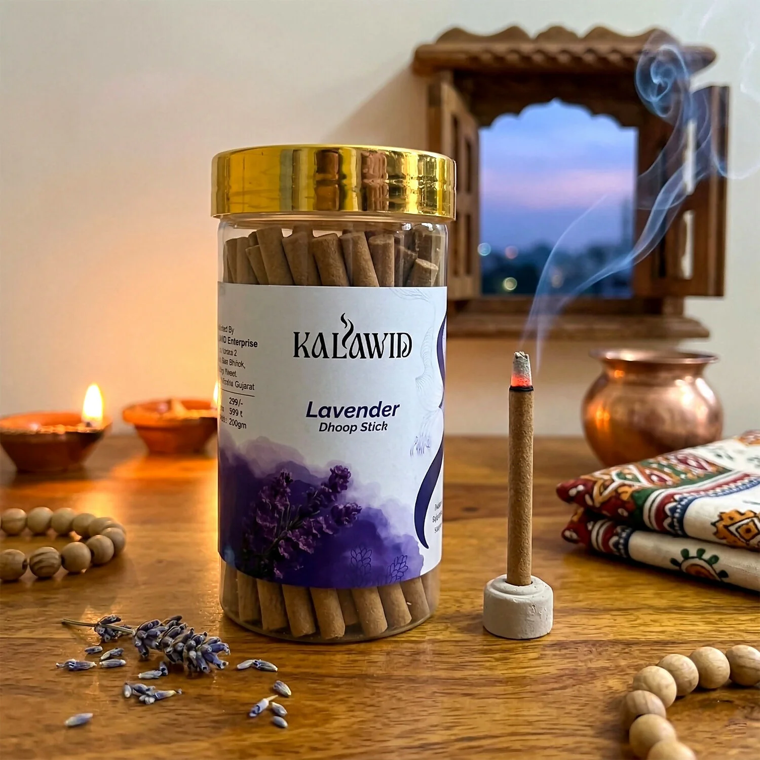 Lavender Dhoop Sticks Jar for Calm Fragrance & Relaxing Home Ambience (100 Gm) - Image 2