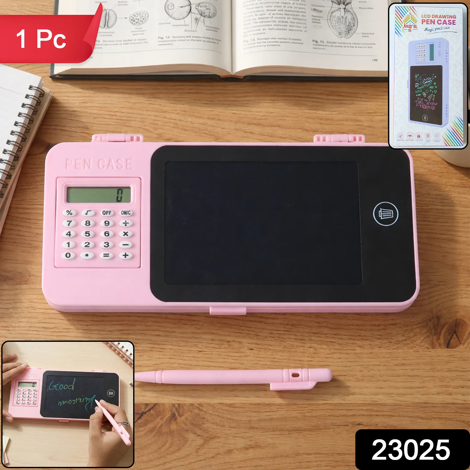 LCD Writing Tablet Pencil Case with Calculator 1 Pc - Image 2