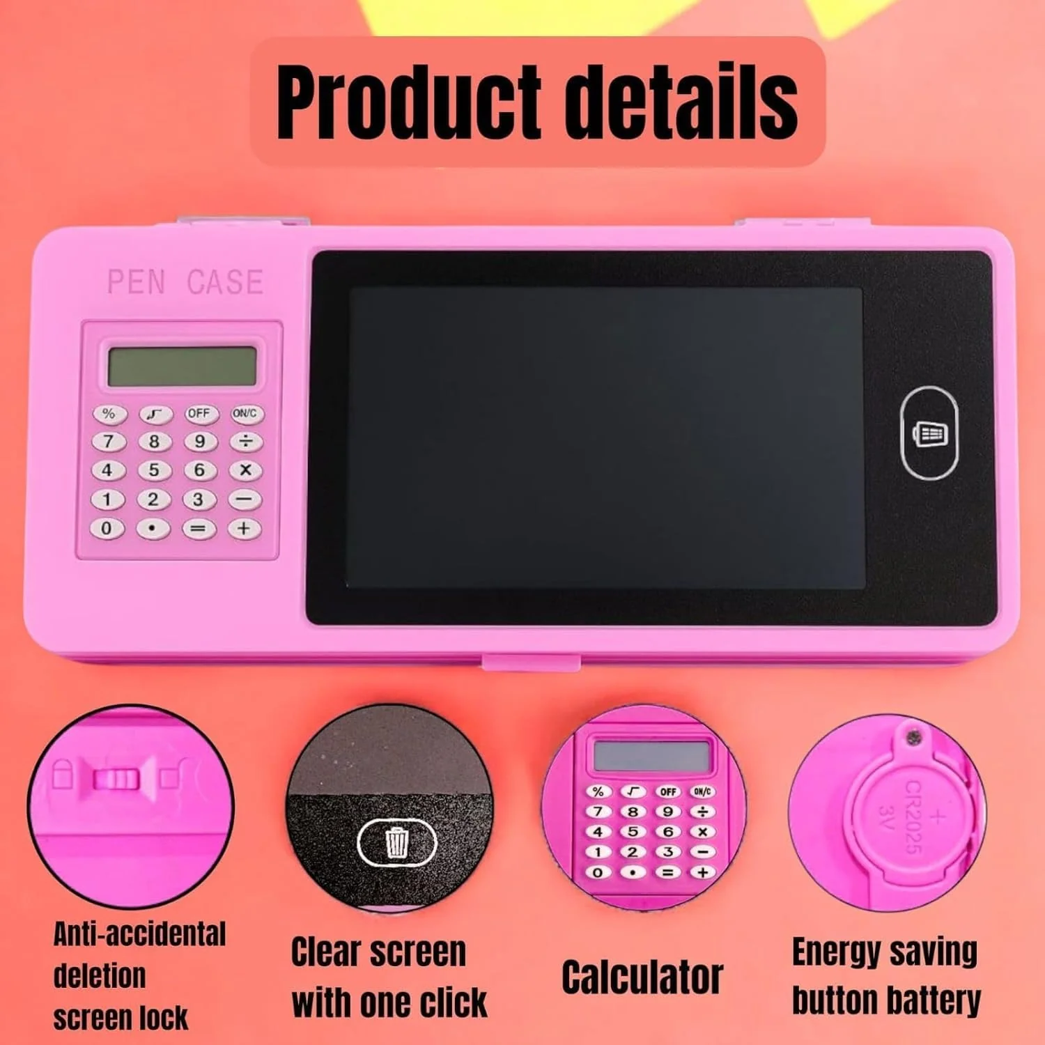 LCD Writing Tablet Pencil Case with Calculator 1 Pc - Image 5