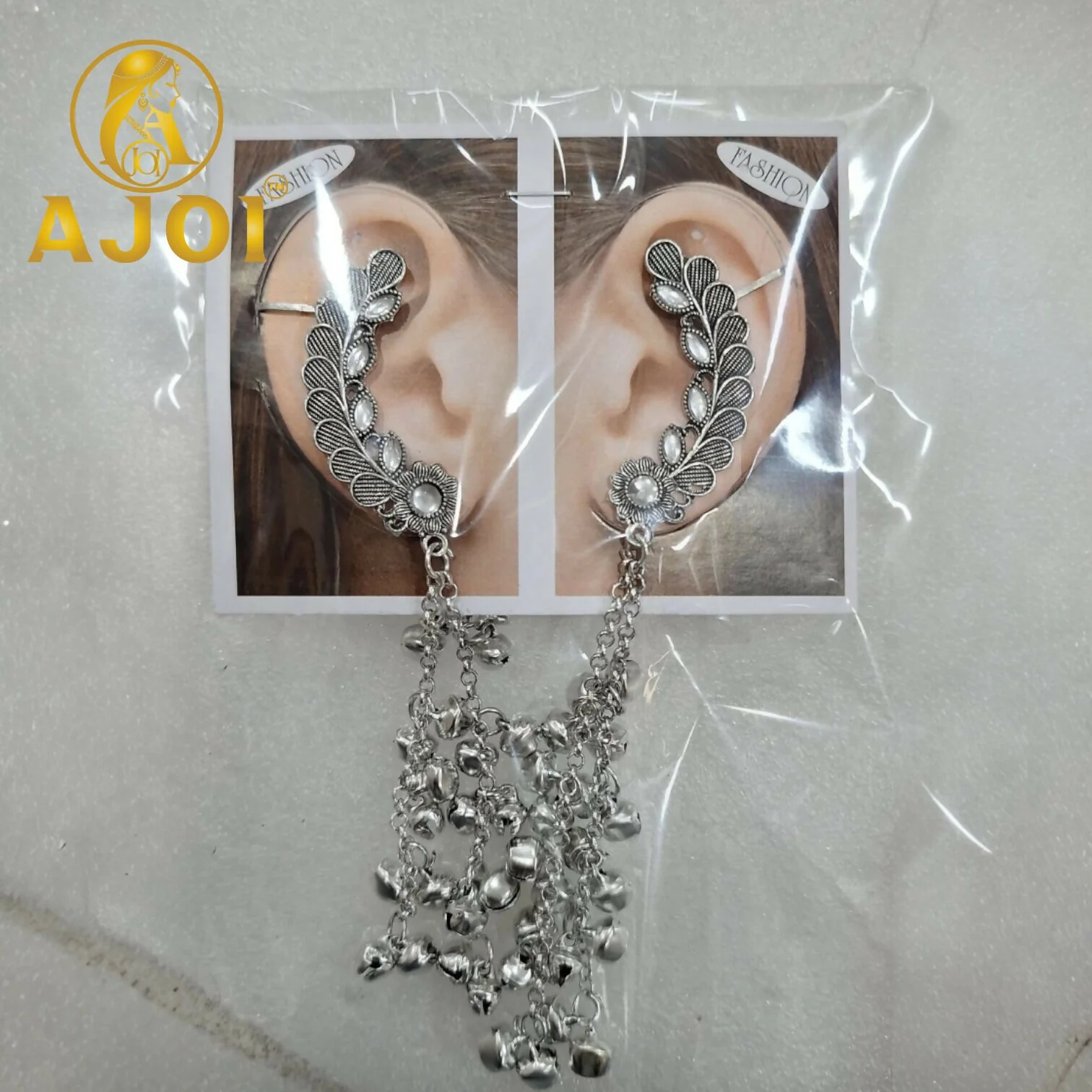 Leaf Cascade Silver Kasmiri Earrings - Image 4