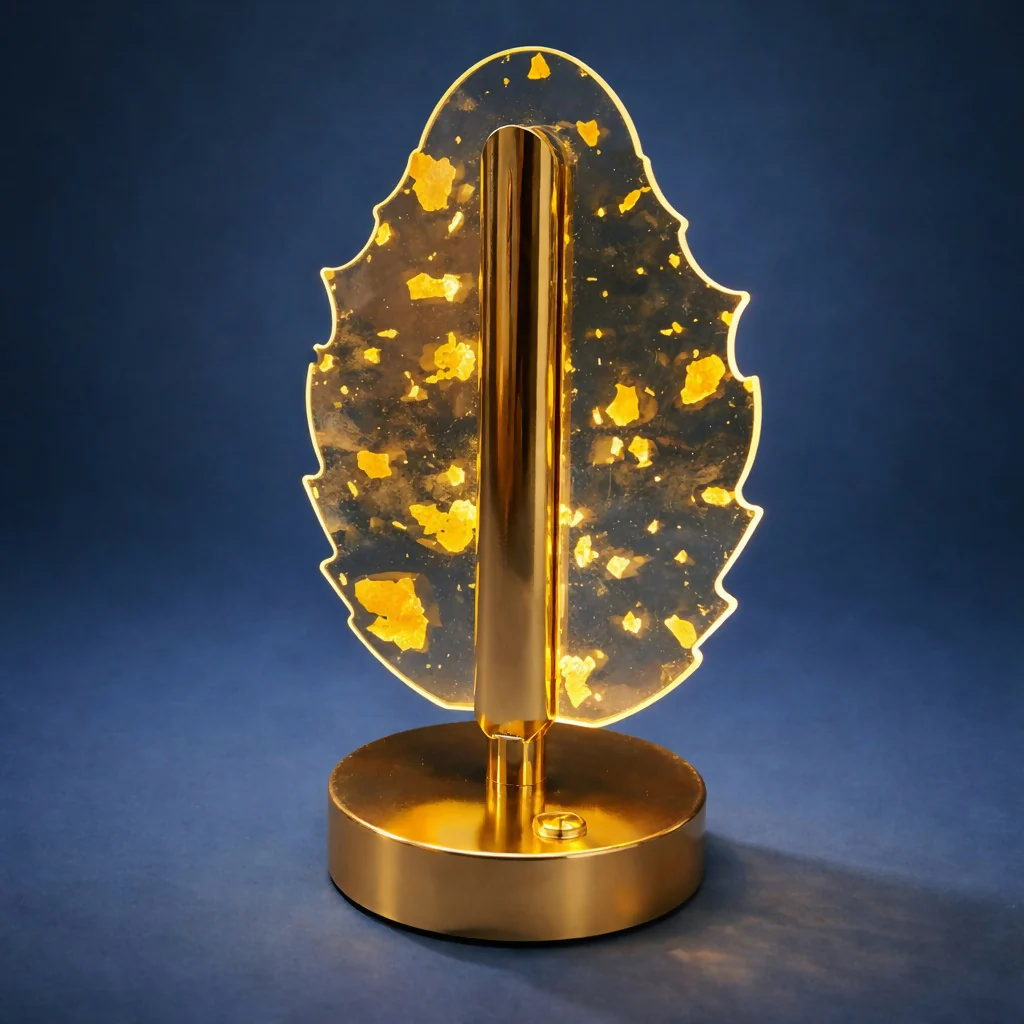 Leaf Design Crystal Table Lamp with Warm Glow Decorative Light (Pattern may vary) - Image 2