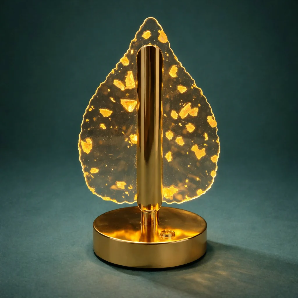 Leaf Design Crystal Table Lamp with Warm Glow Decorative Light (Pattern may vary) - Image 3