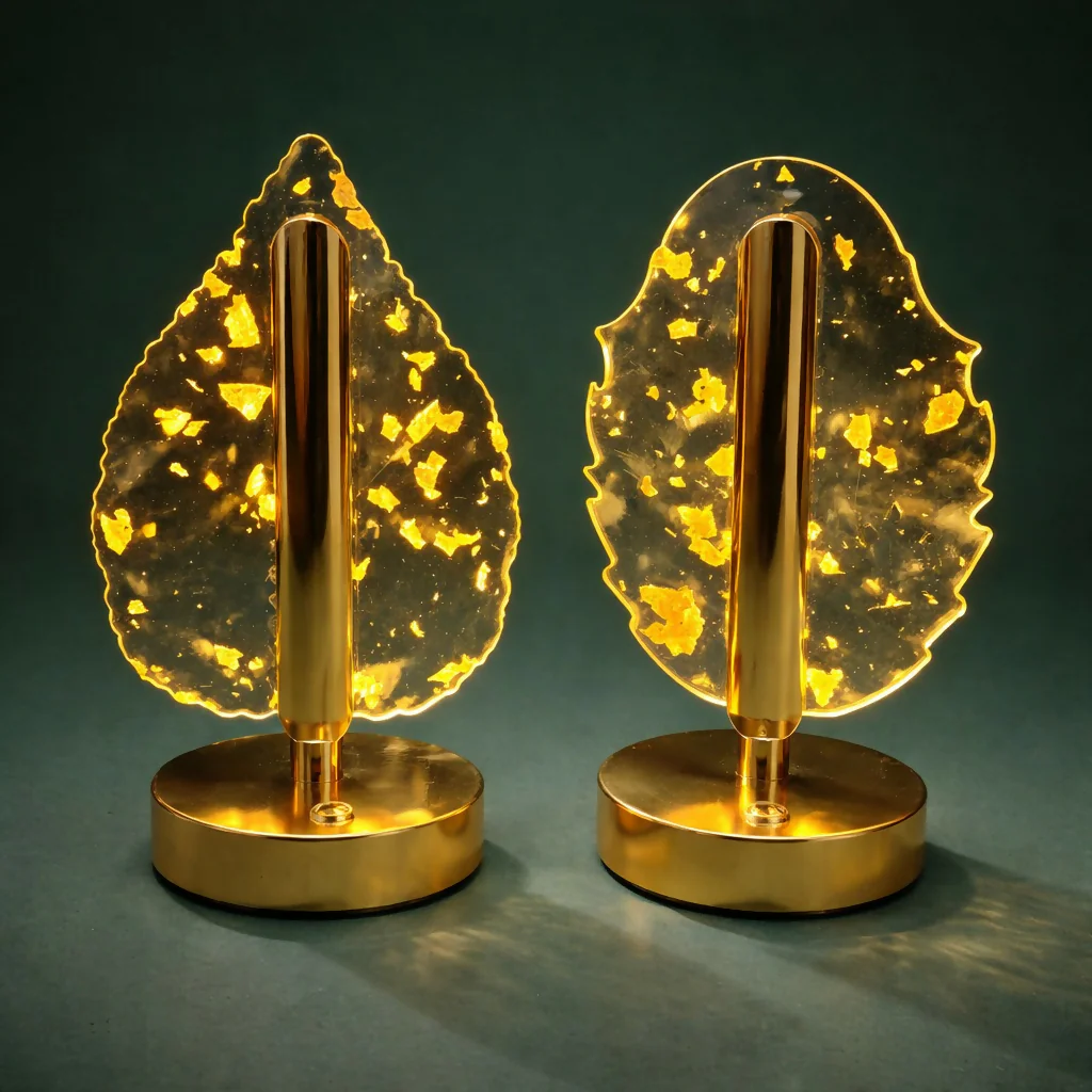 Leaf Design Crystal Table Lamp with Warm Glow Decorative Light (Pattern may vary) - Image 4