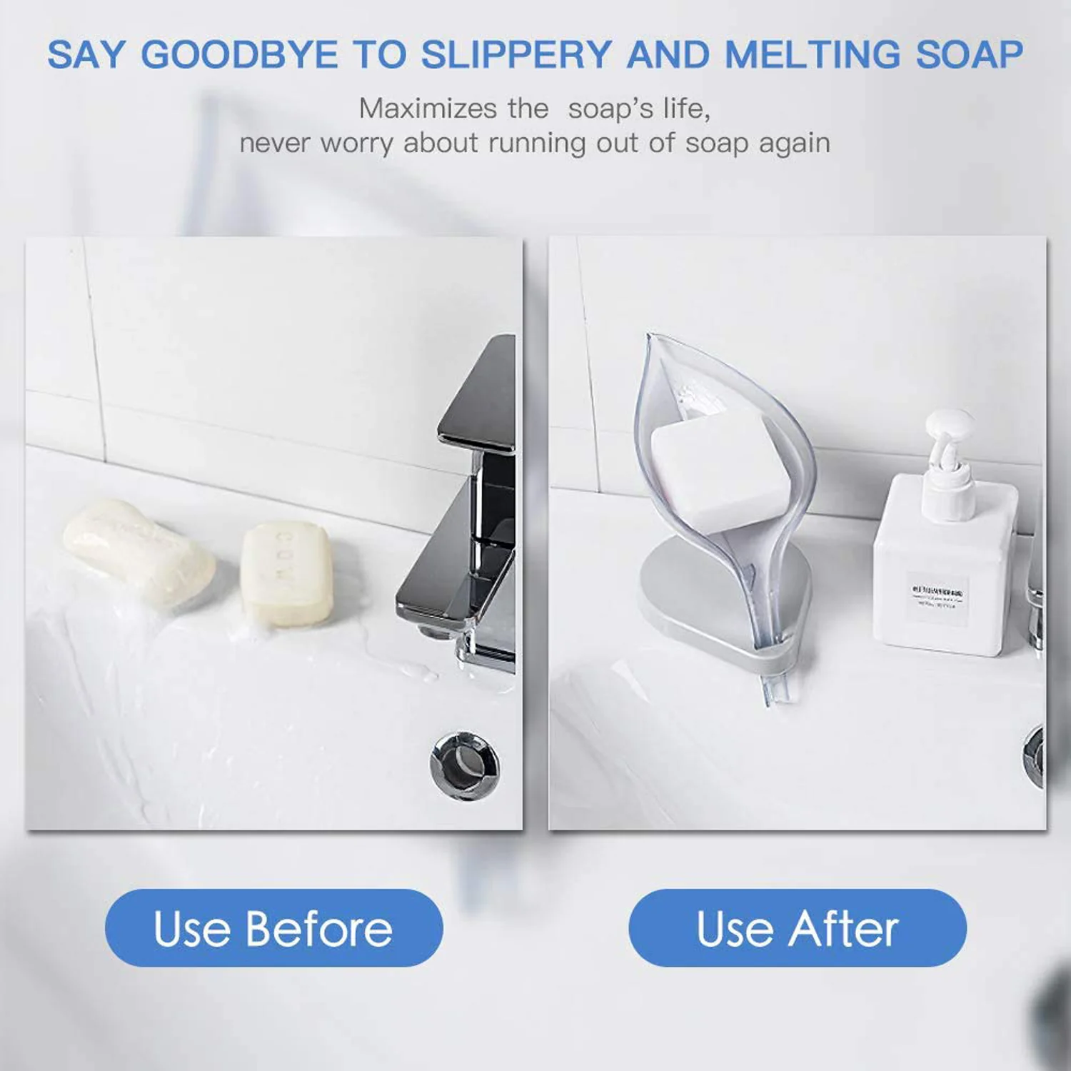 Leaf Shape Soap Dish Holder with Drain for Bathroom & Kitchen Use - Image 8