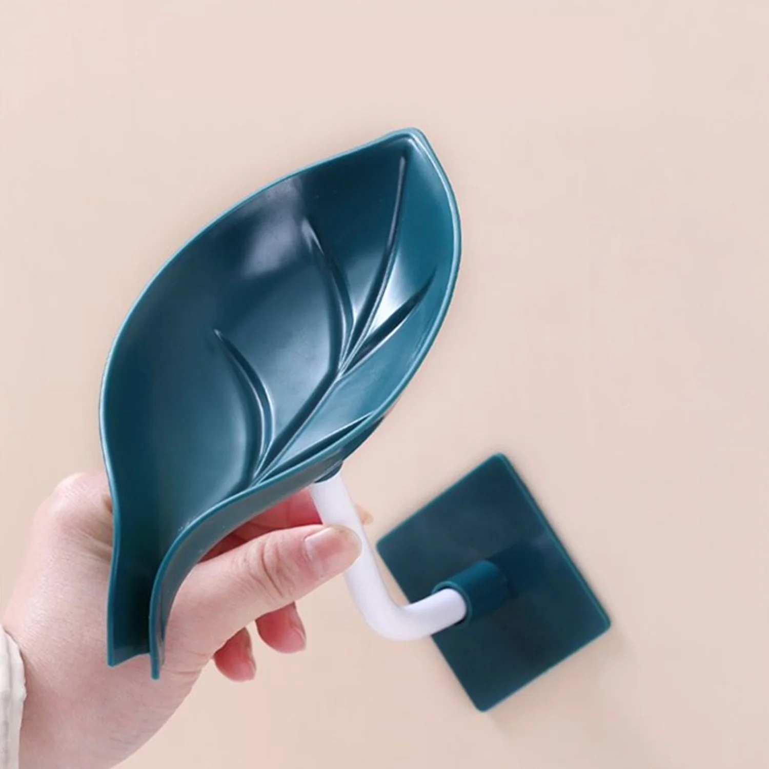 Soap Holder Leaf Shape Self Draining Dish Holder with Suction Cup - Image 3
