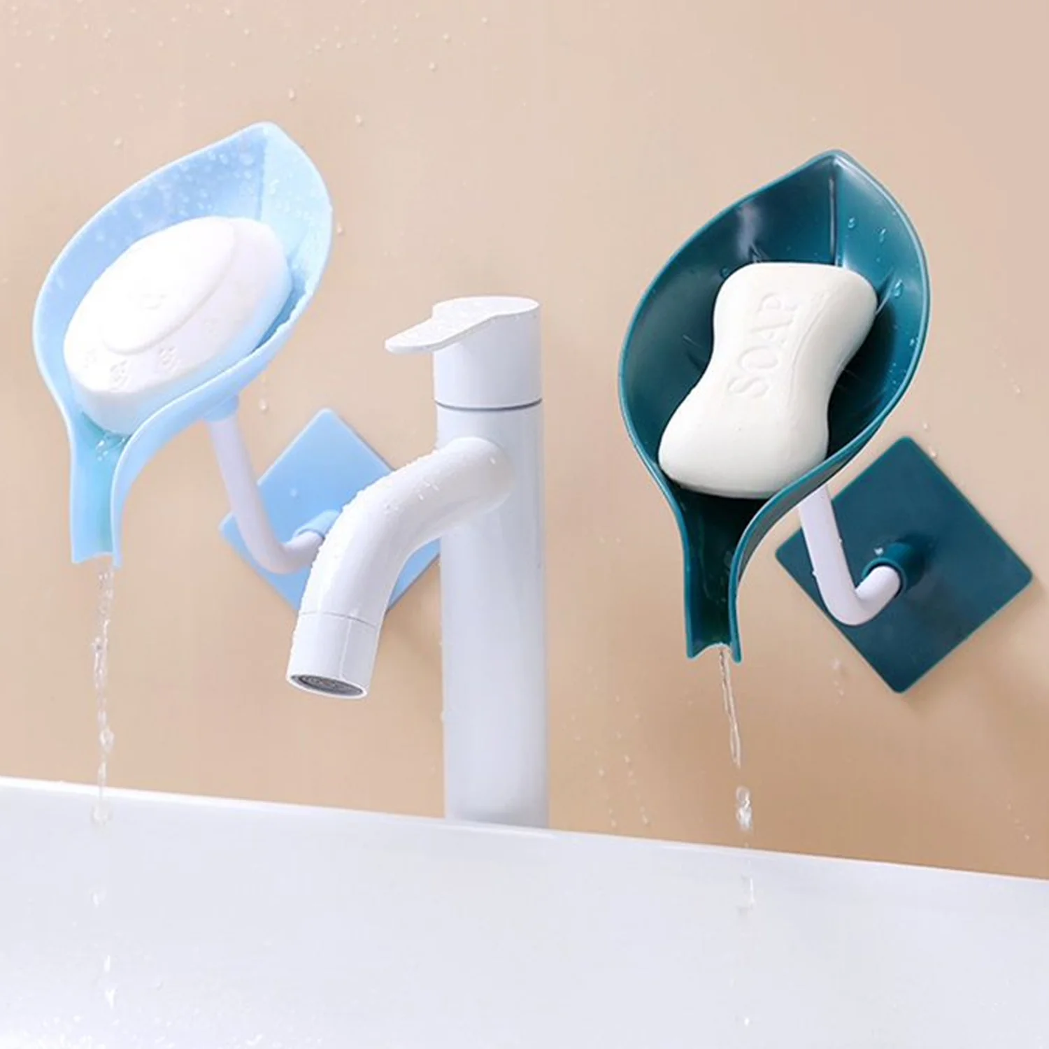 Soap Holder Leaf Shape Self Draining Dish Holder with Suction Cup - Image 6