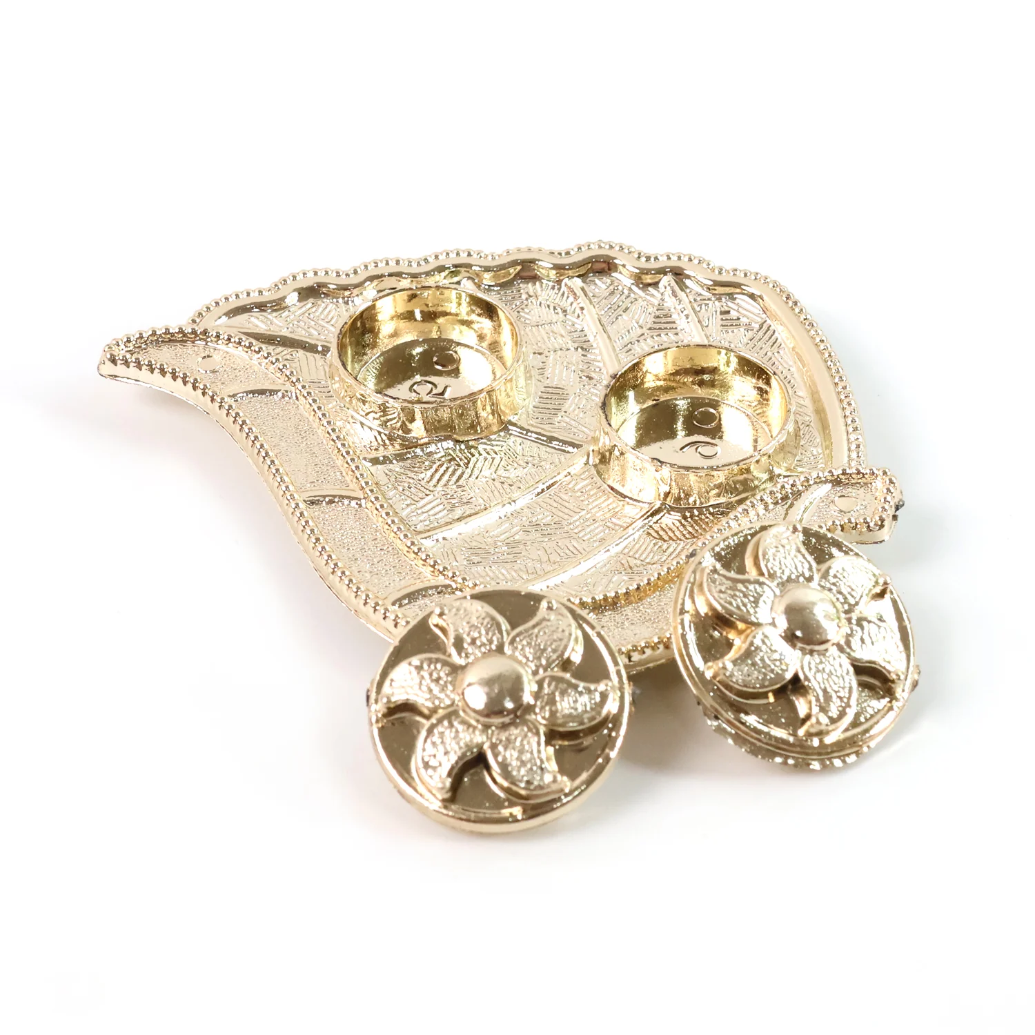 Leaf-Shaped Decorative Pooja Thali - (1 Pc) - Image 5