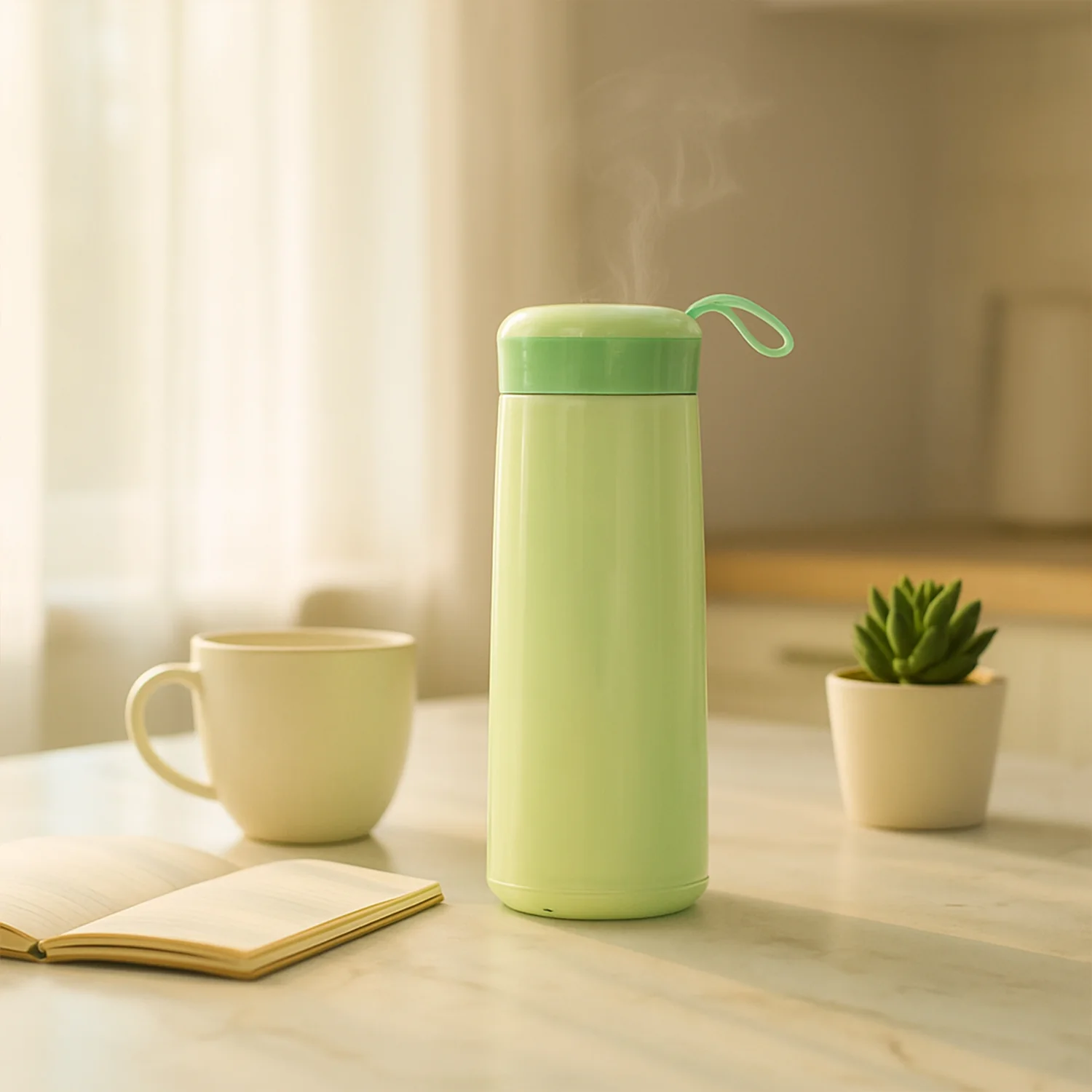 Leak-Proof Plastic Flask - (Green Color / 1 Pc / 400ML) - Image 3