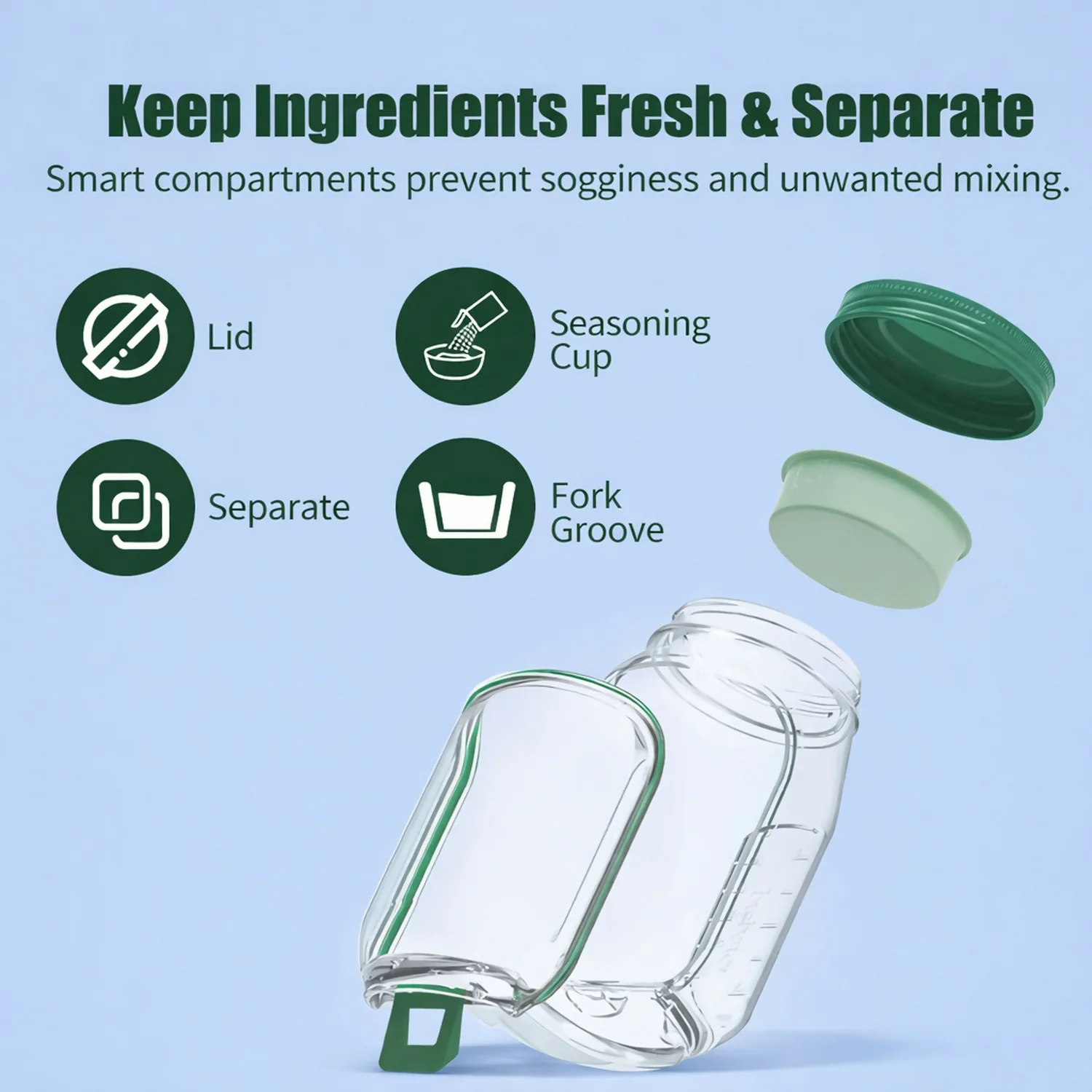 Leakproof Salad Container Jar with Dressing Cup for Office Lunch & Travel - Image 2