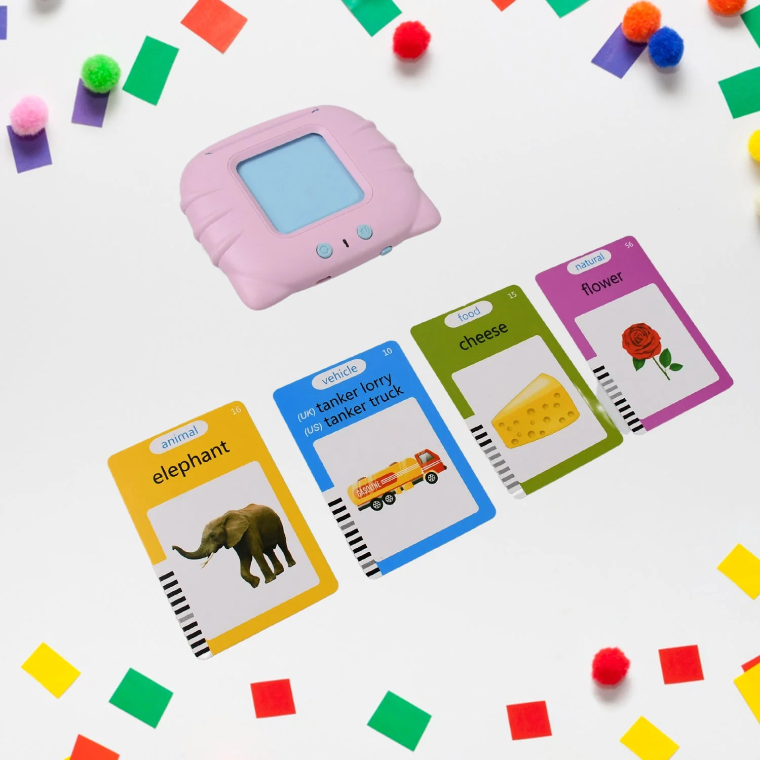 Preschool Learning Toys Flash Cards for Small Kids Educational Toys English Words Learning Machine for Kids with 224 Words, Birthday Gift for Kids Intelligent Electric Kids Language Card (1 Set) - Image 4