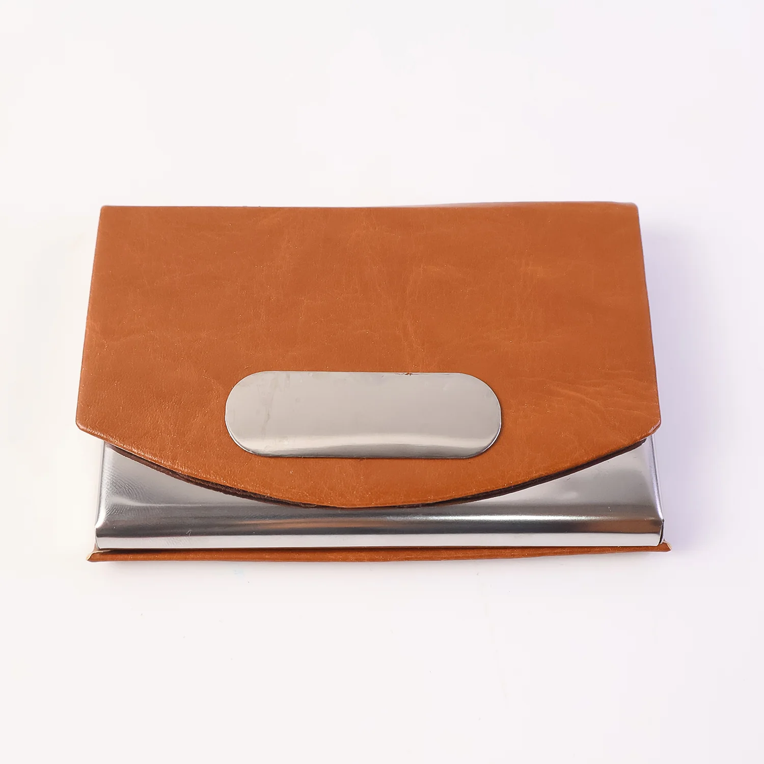 Leather & Stainless-Steel Business Card Holder (1 Pc) - Image 5